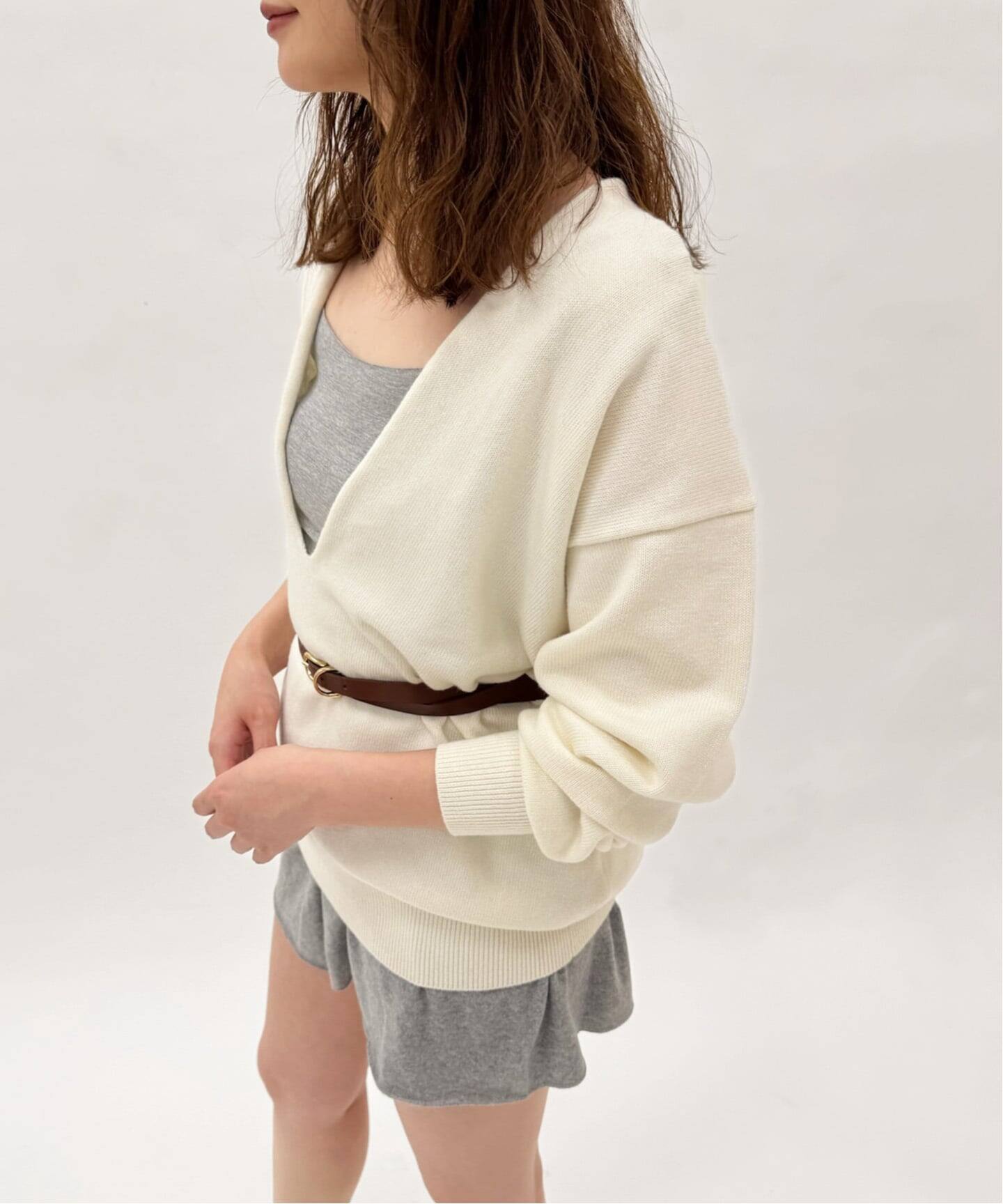 コットンウールVネックプルオーバー（ニット／セーター）｜EDIT.FOR