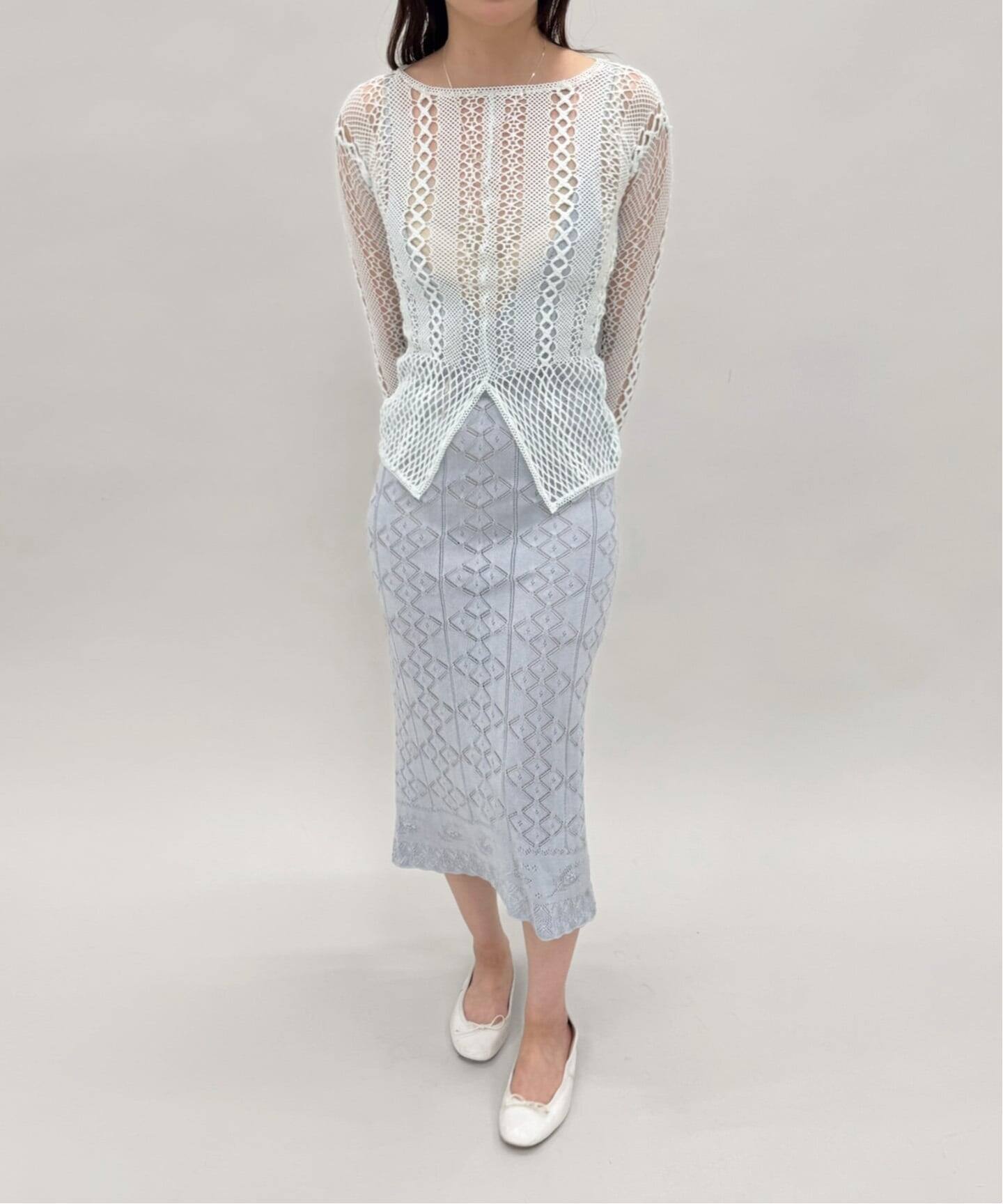 EUCHRONIA/ユークロニア】Stretch lace long sleeve tee（ニット