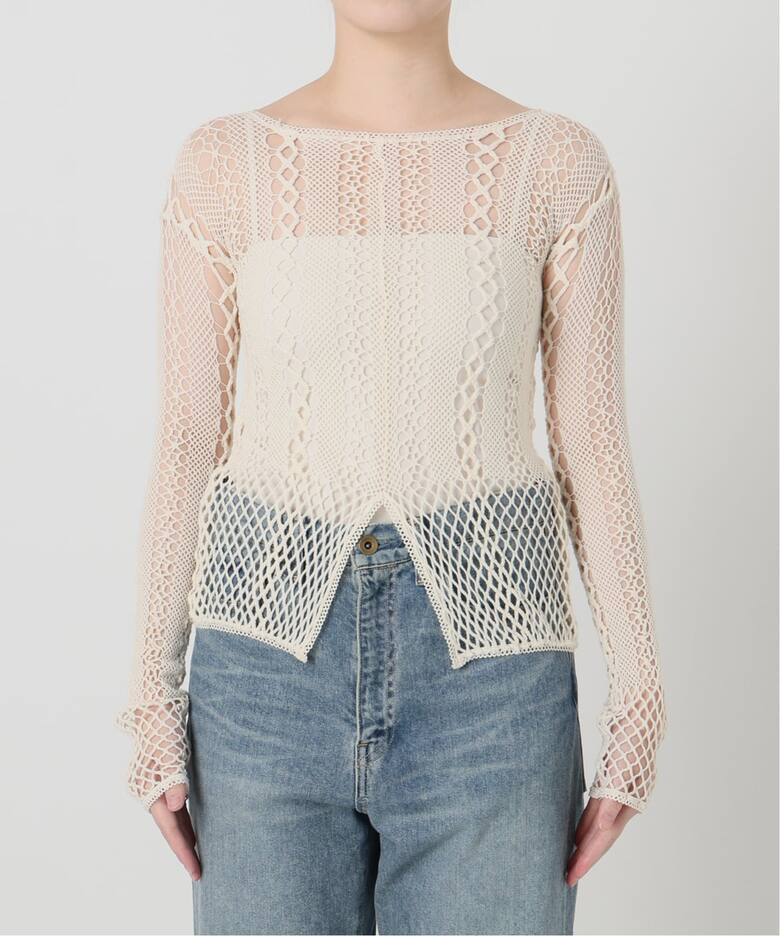 EUCHRONIA/ユークロニア】Stretch lace long sleeve tee（ニット 