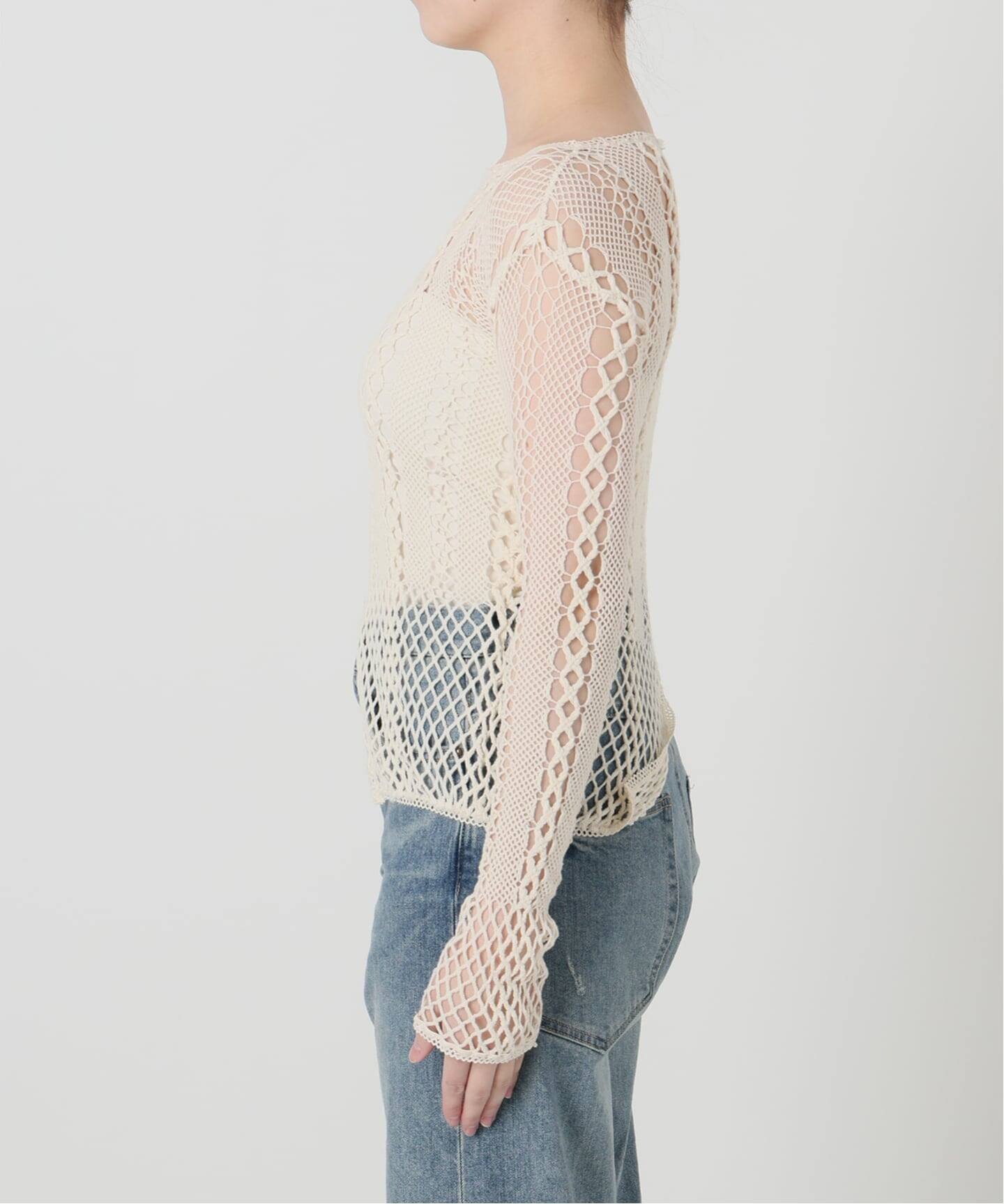 予約》【EUCHRONIA/ユークロニア】Stretch lace long sleeve tee