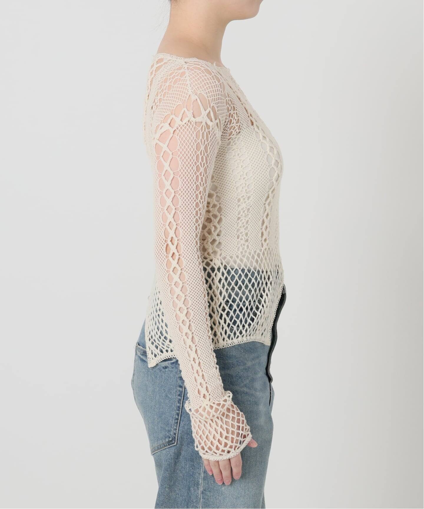 予約》【EUCHRONIA/ユークロニア】Stretch lace long sleeve tee