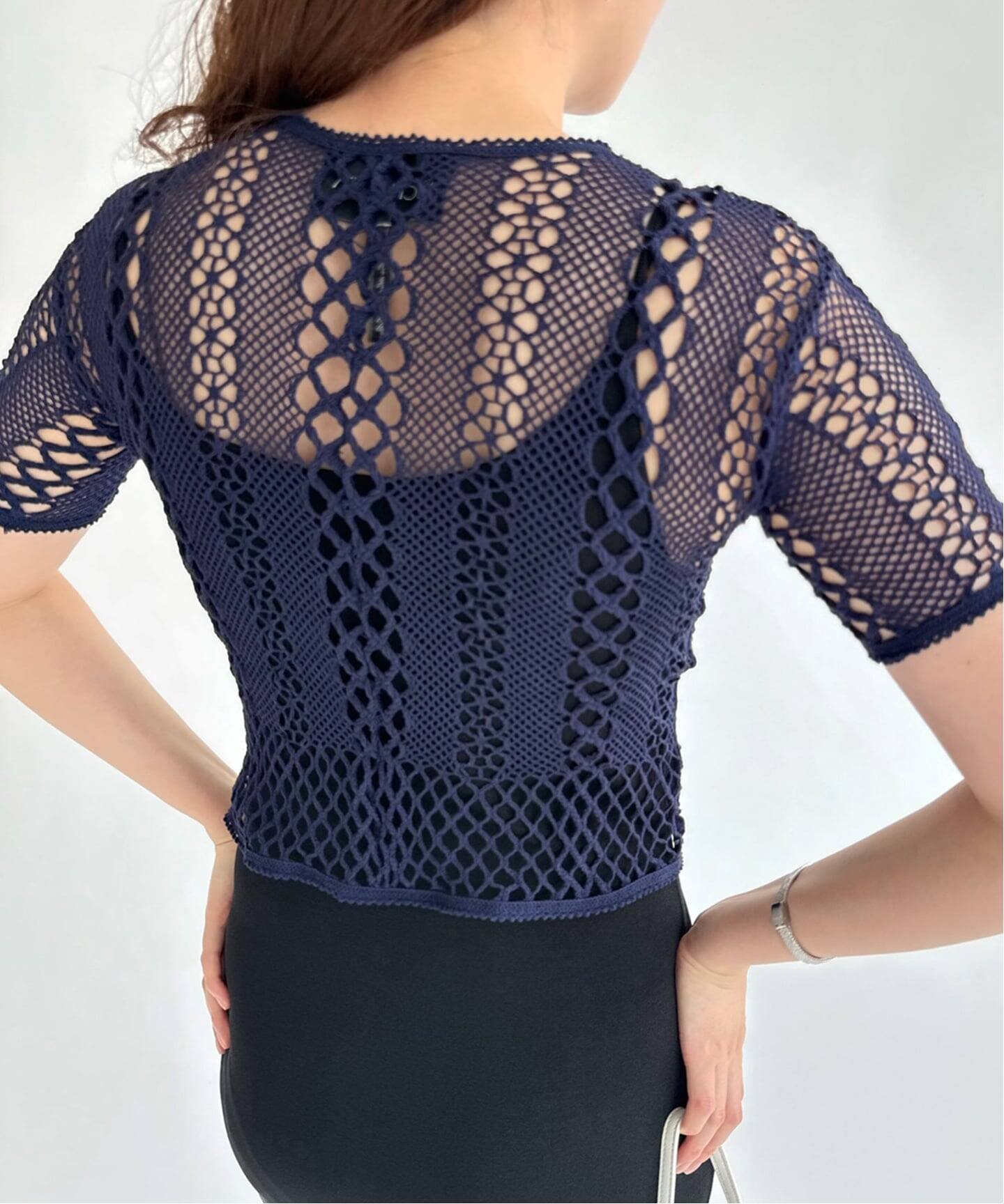 EUCHRONIA/ユークロニア】Stretch lace short sleeve tee（Tシャツ