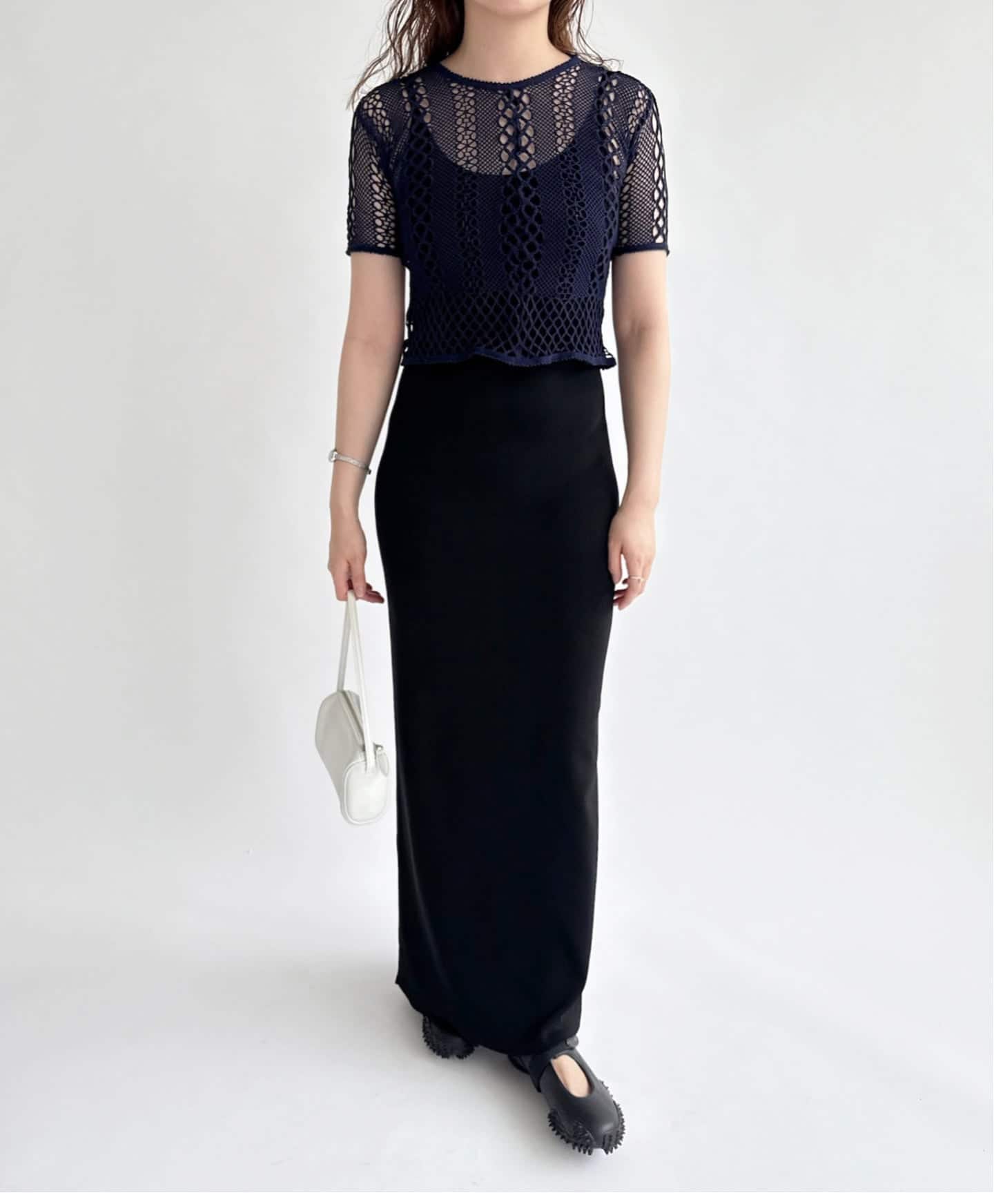 EUCHRONIA/ユークロニア】Stretch lace short sleeve tee（Tシャツ