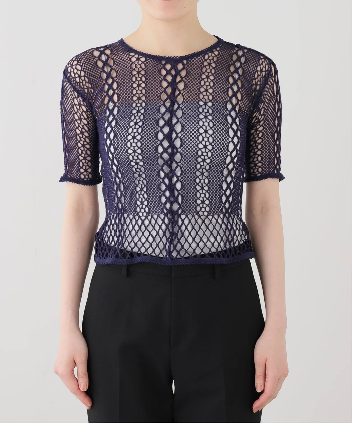 EUCHRONIA/ユークロニア】Stretch lace short sleeve tee（Tシャツ