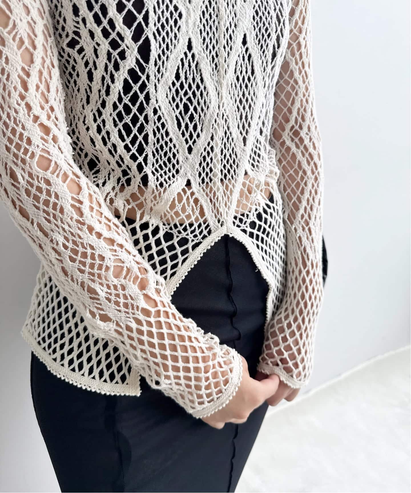EUCHRONIA/ユークロニア】 Stretch Lace Long Sleeve Tee（Tシャツ