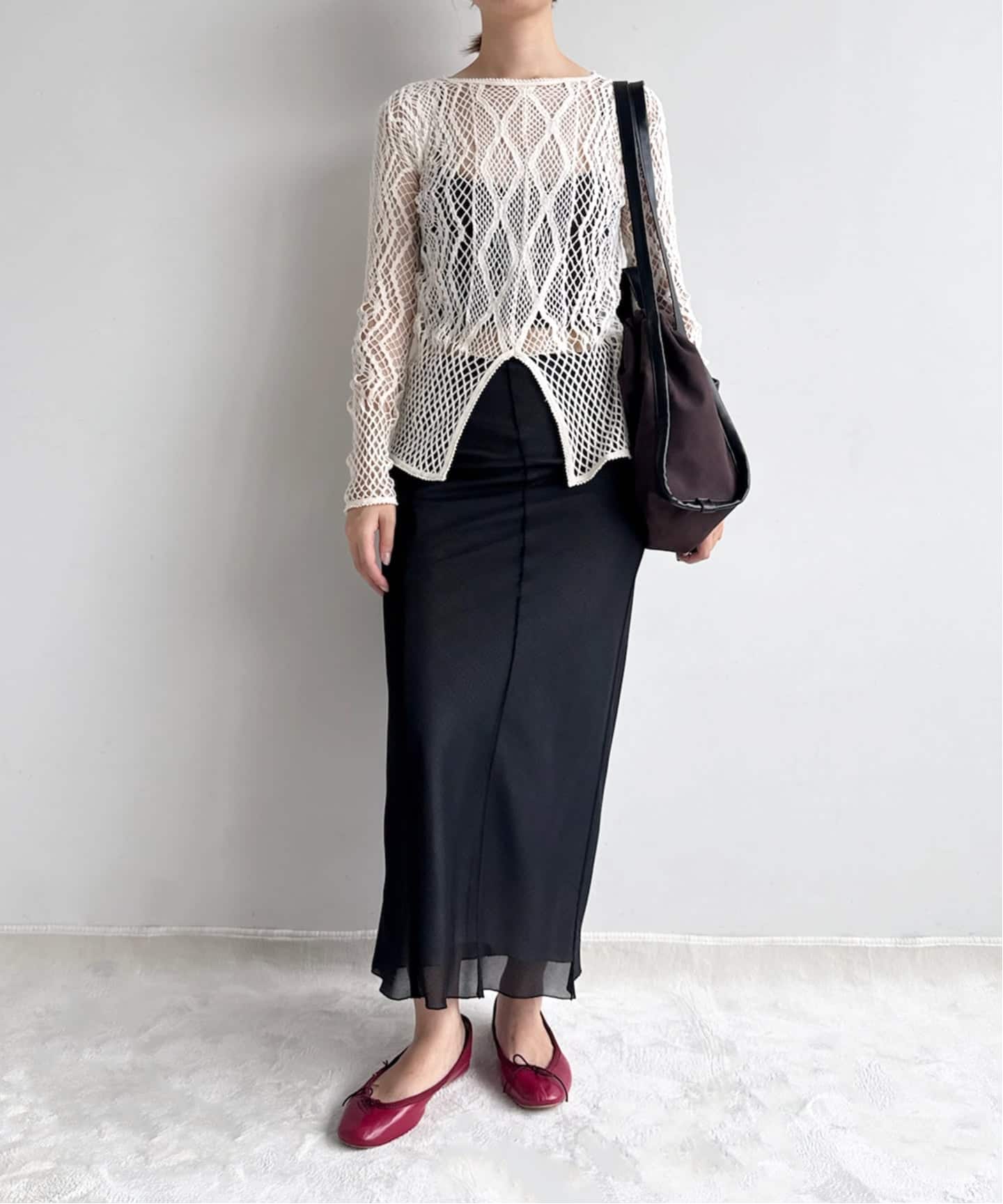 EUCHRONIA/ユークロニア】 Stretch Lace Long Sleeve Tee（Tシャツ