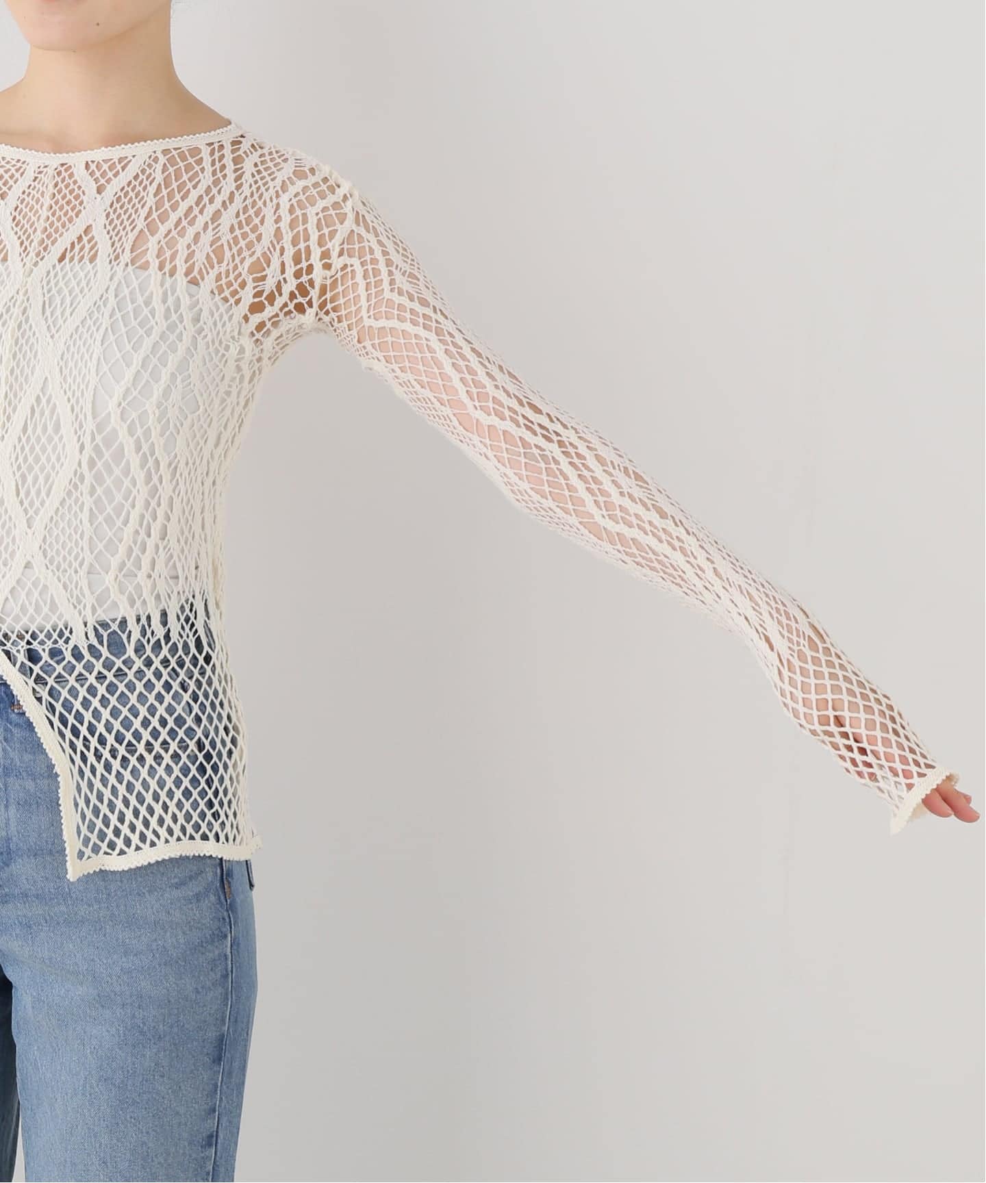 EUCHRONIA/ユークロニア】 Stretch Lace Long Sleeve Tee（Tシャツ
