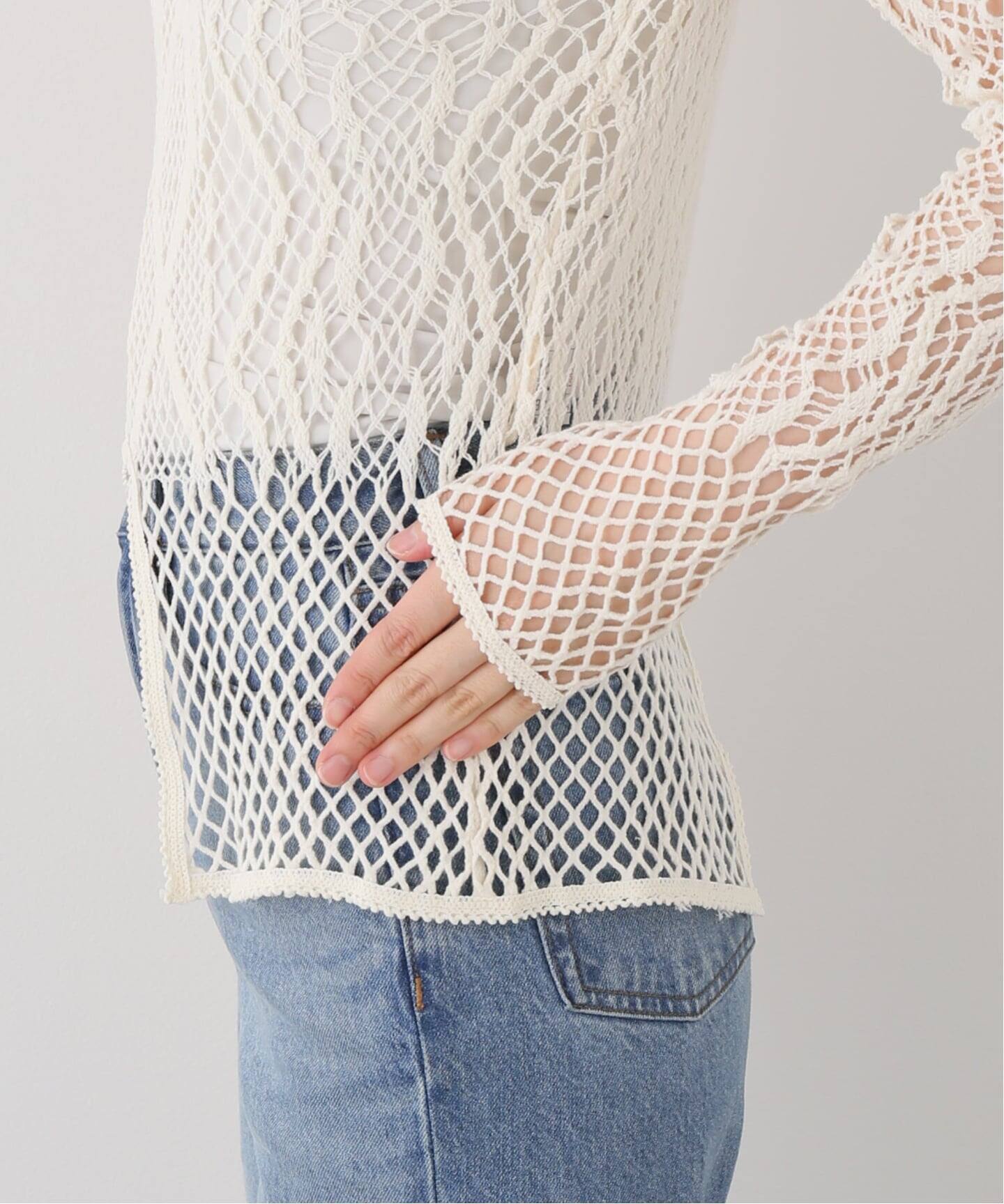 EUCHRONIA/ユークロニア】 Stretch Lace Long Sleeve Tee（Tシャツ