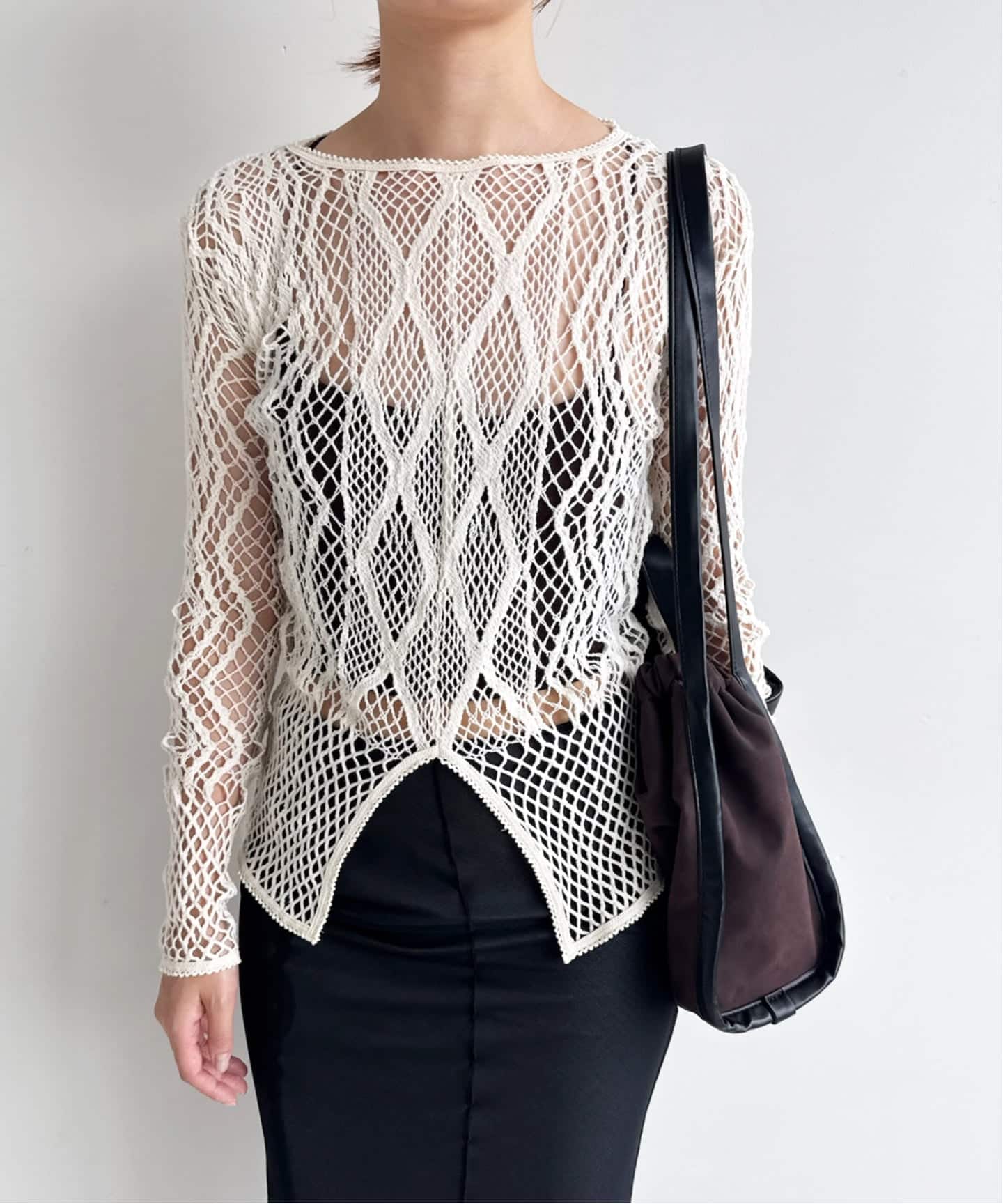 EUCHRONIA/ユークロニア】 Stretch Lace Long Sleeve Tee（Tシャツ