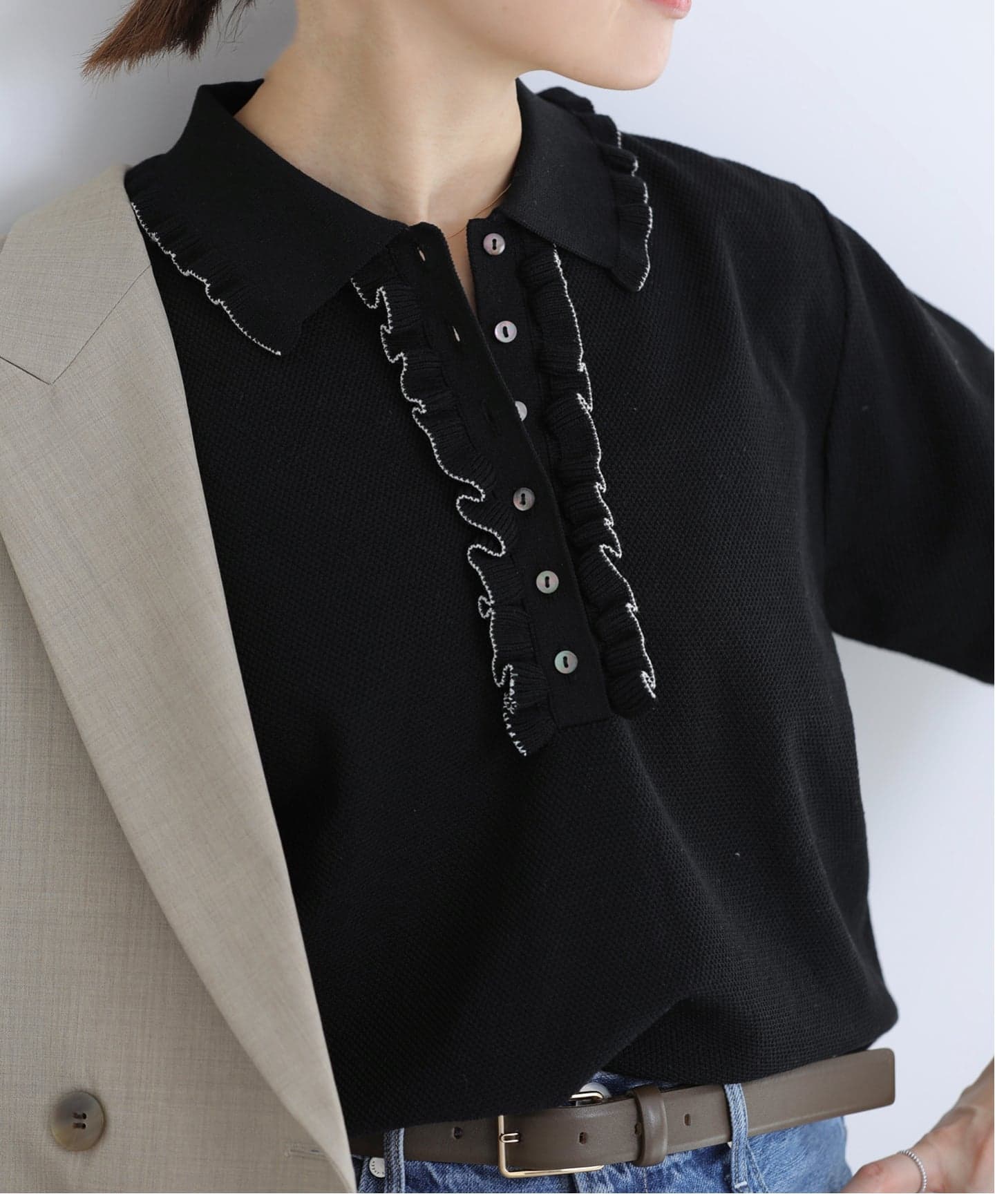 IENA デザインリブフリルプルオーバー WEB限定/追加4予約》フリルプルオーバー（ニット／セーター）｜IENA