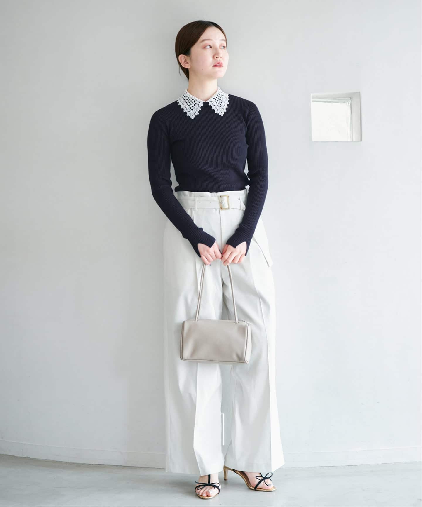 予約》レース襟 RIBホールガーメントプルオーバー（ニット／セーター