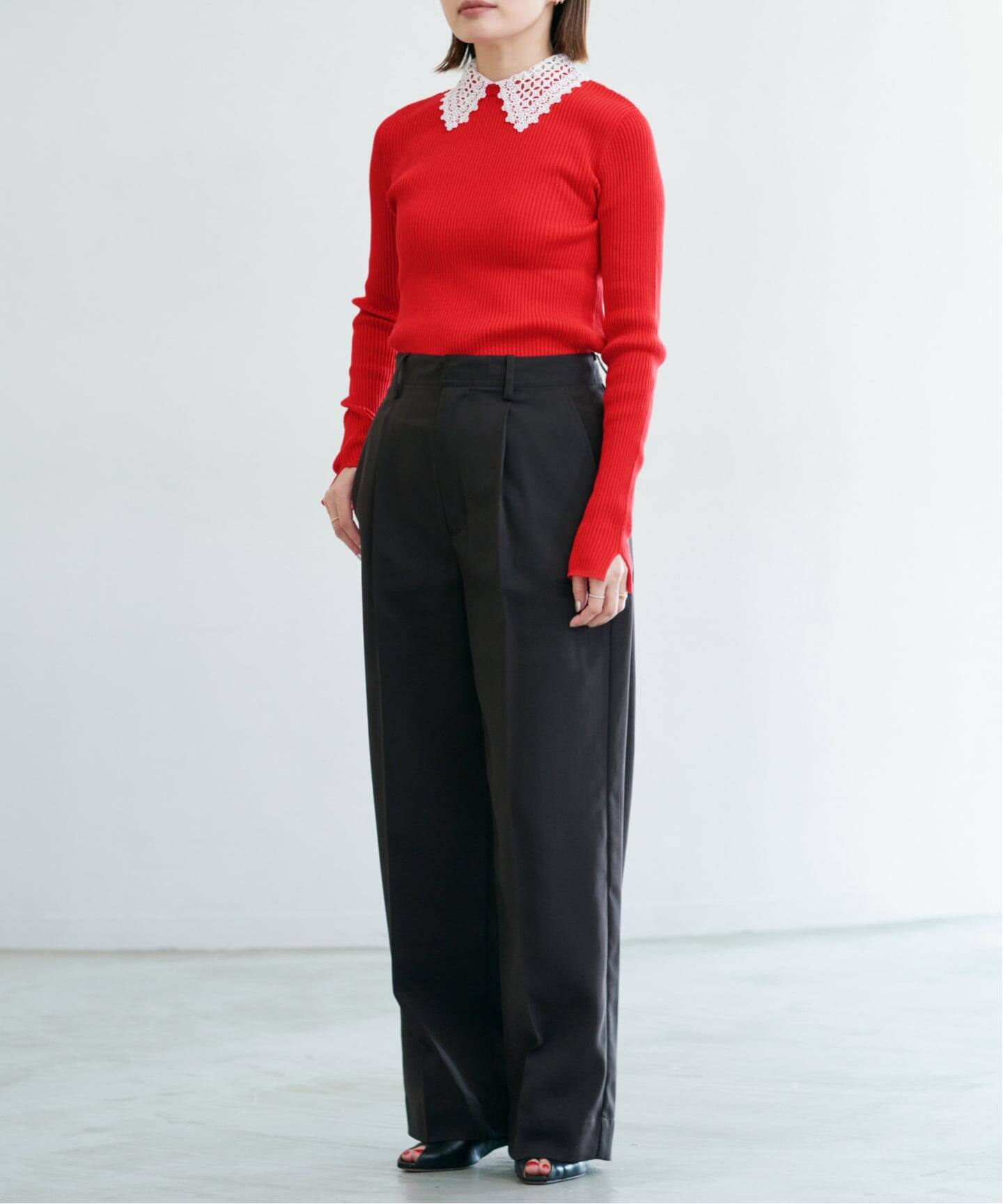 予約》レース襟 RIBホールガーメントプルオーバー（ニット／セーター