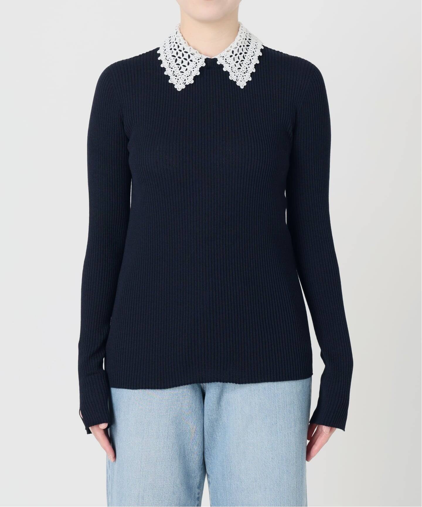 予約》レース襟 RIBホールガーメントプルオーバー（ニット／セーター
