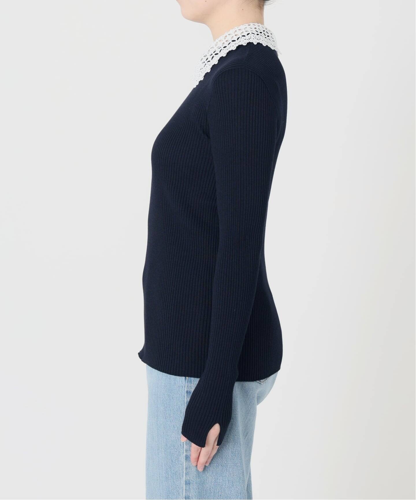 予約》レース襟 RIBホールガーメントプルオーバー（ニット／セーター