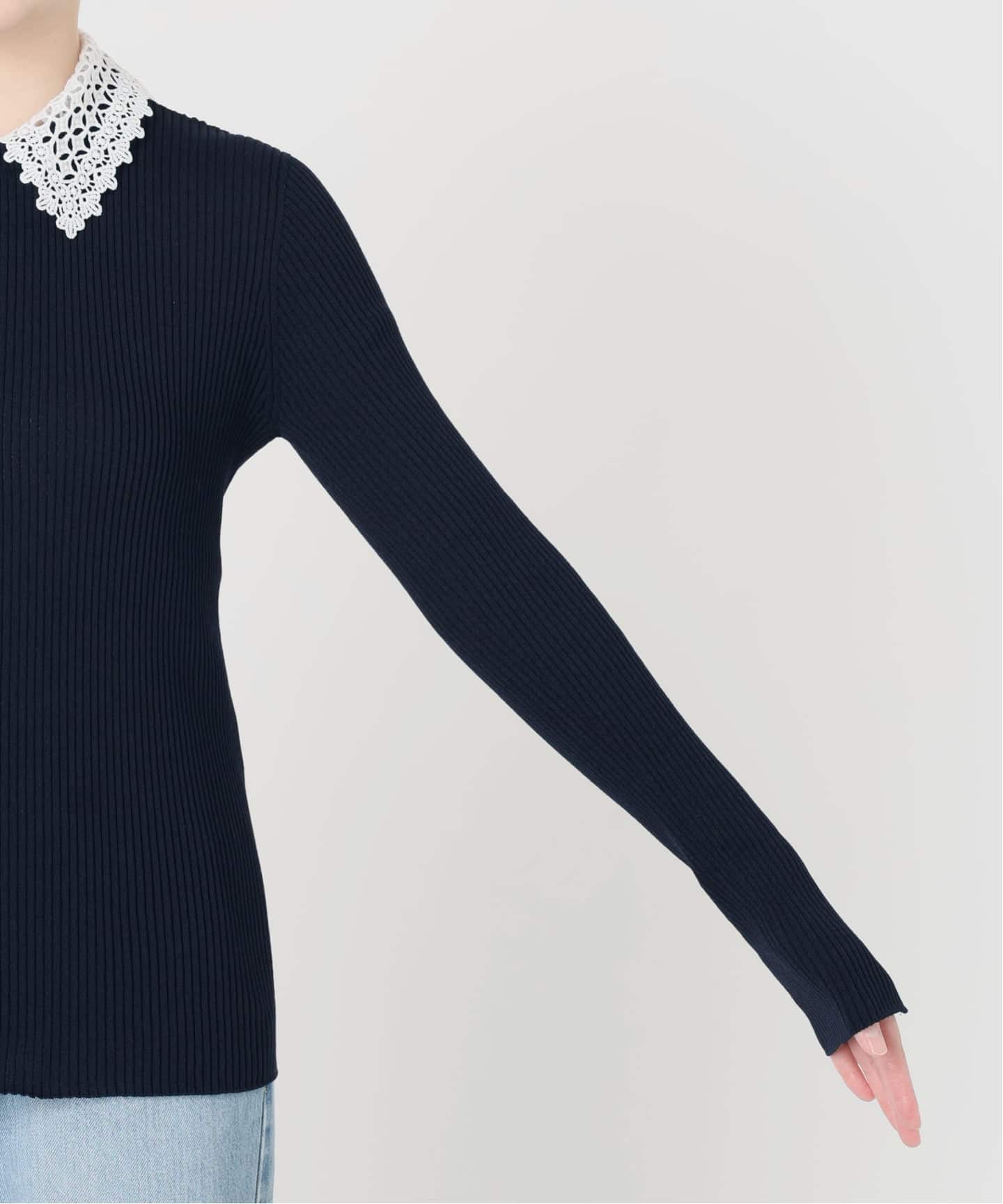 予約》レース襟 RIBホールガーメントプルオーバー（ニット／セーター