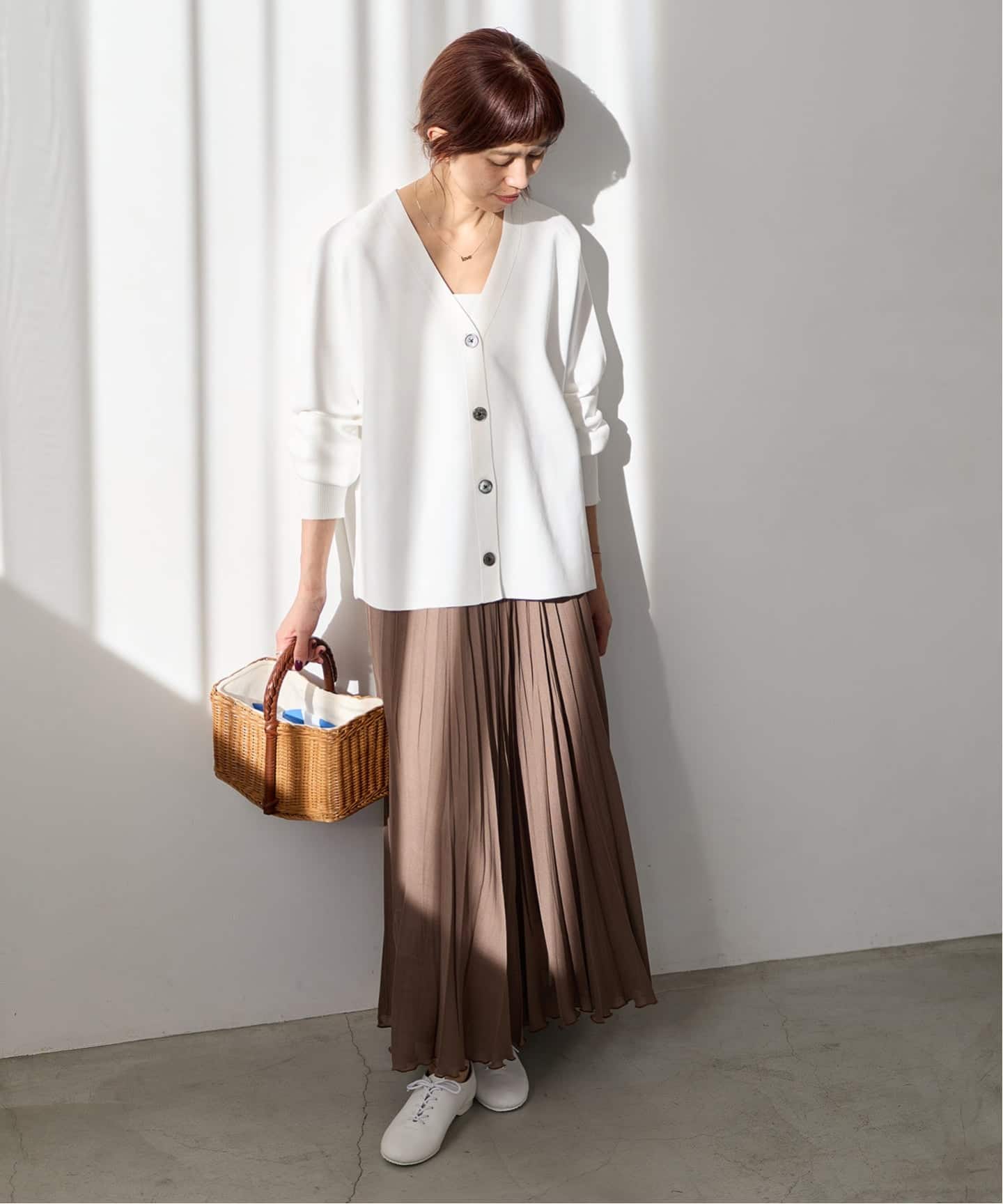 新色/追加》ファインコットンスムースVネックカーディガン