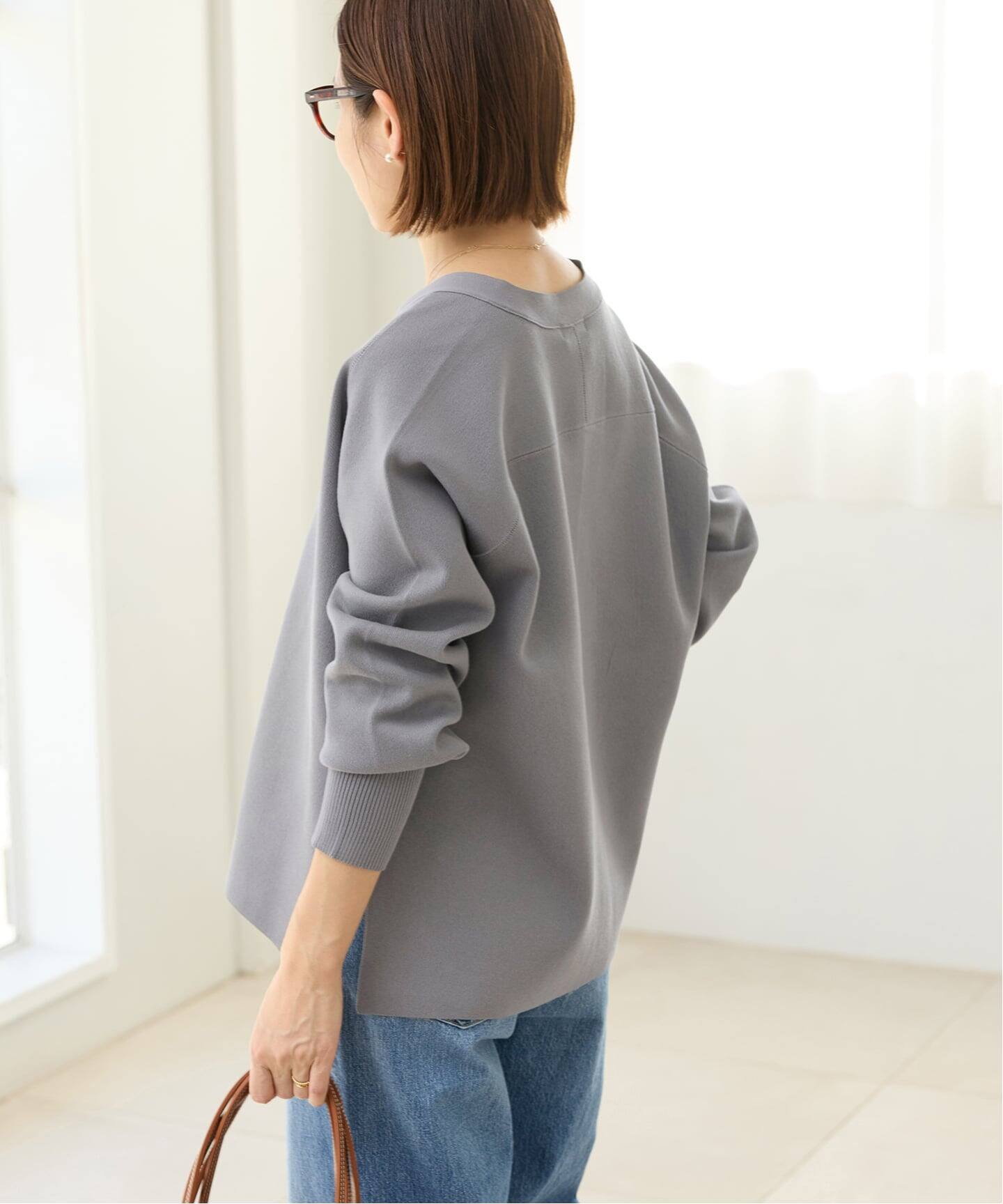 新色/追加予約》ファインコットンスムースVネックカーディガン