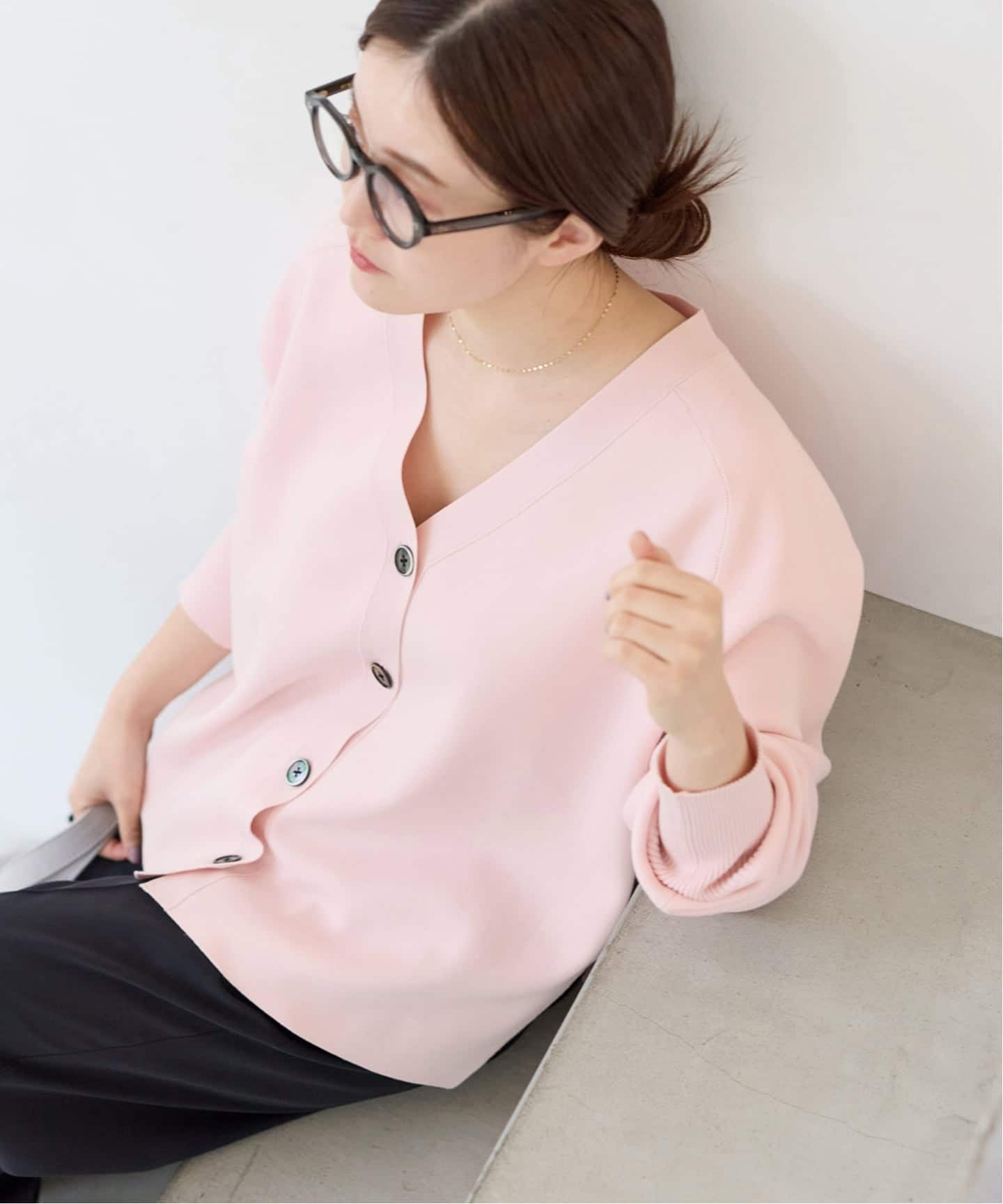 新色/追加》ファインコットンスムースVネックカーディガン