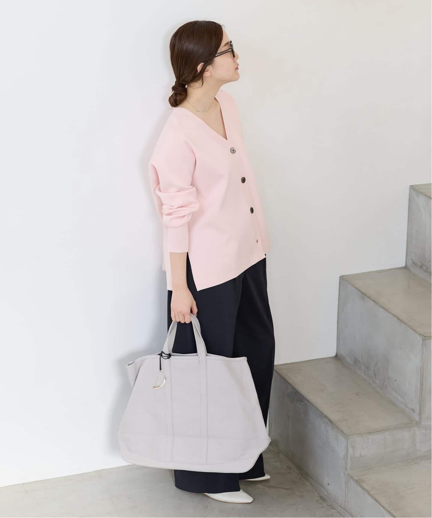 新色/追加》ファインコットンスムースVネックカーディガン