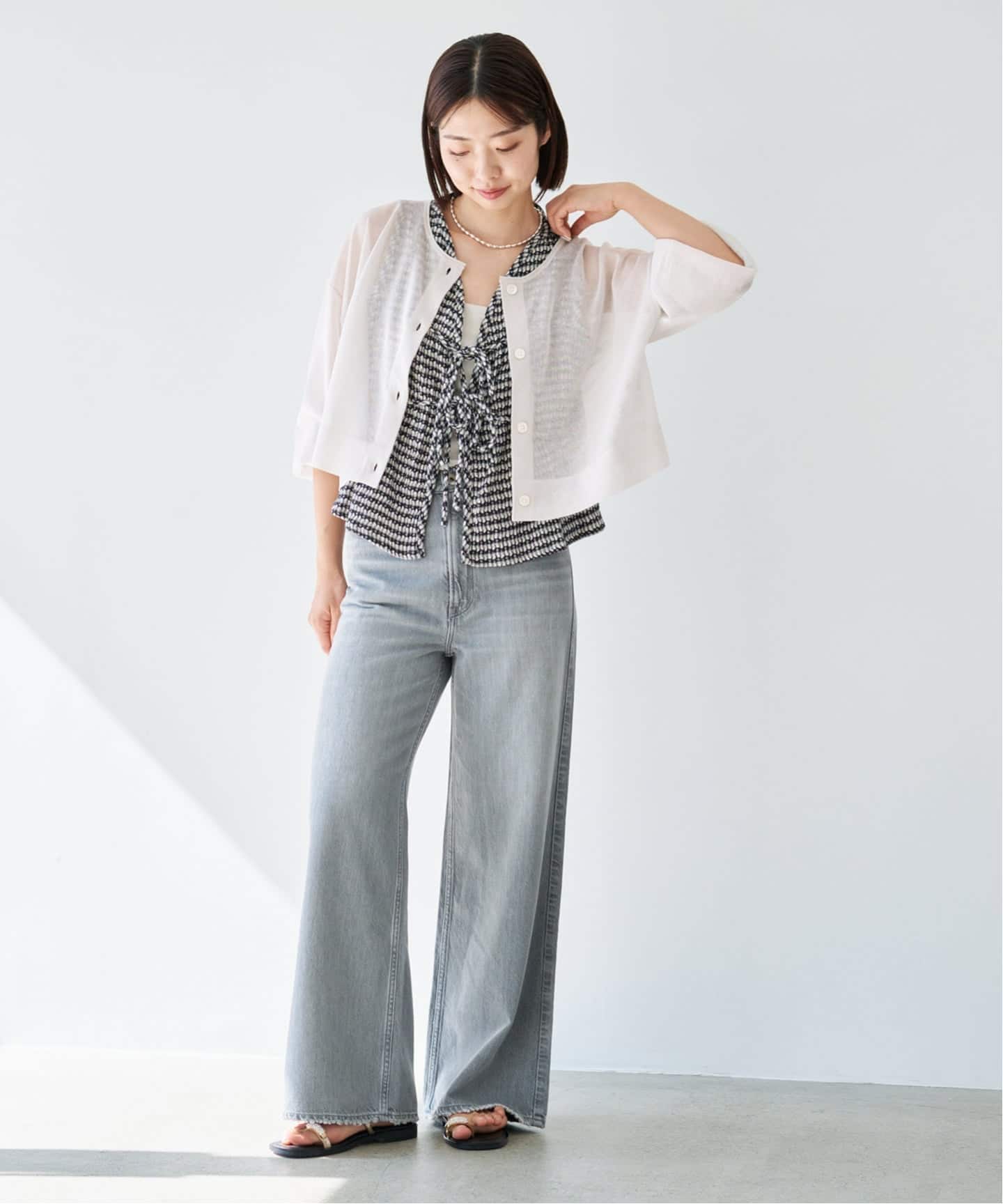 IENA FILMY COTTONカーディガン グレー　シアーカーディガン　白 追加3》FILMY COTTONカーディガン（カーディガン）｜IENA（イエナ）の