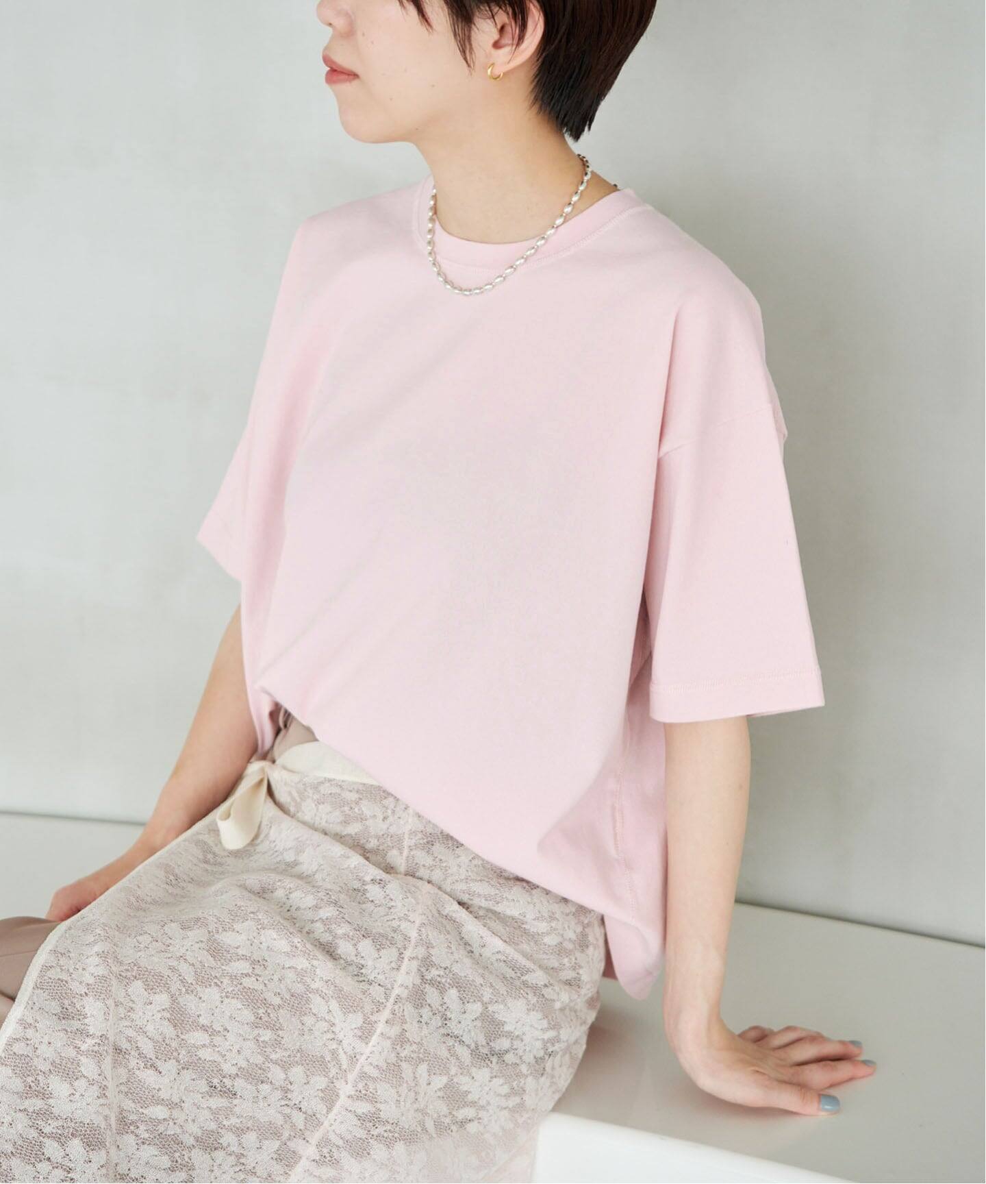ウォッシャブルファインコットンニットTシャツ（ニット／セーター