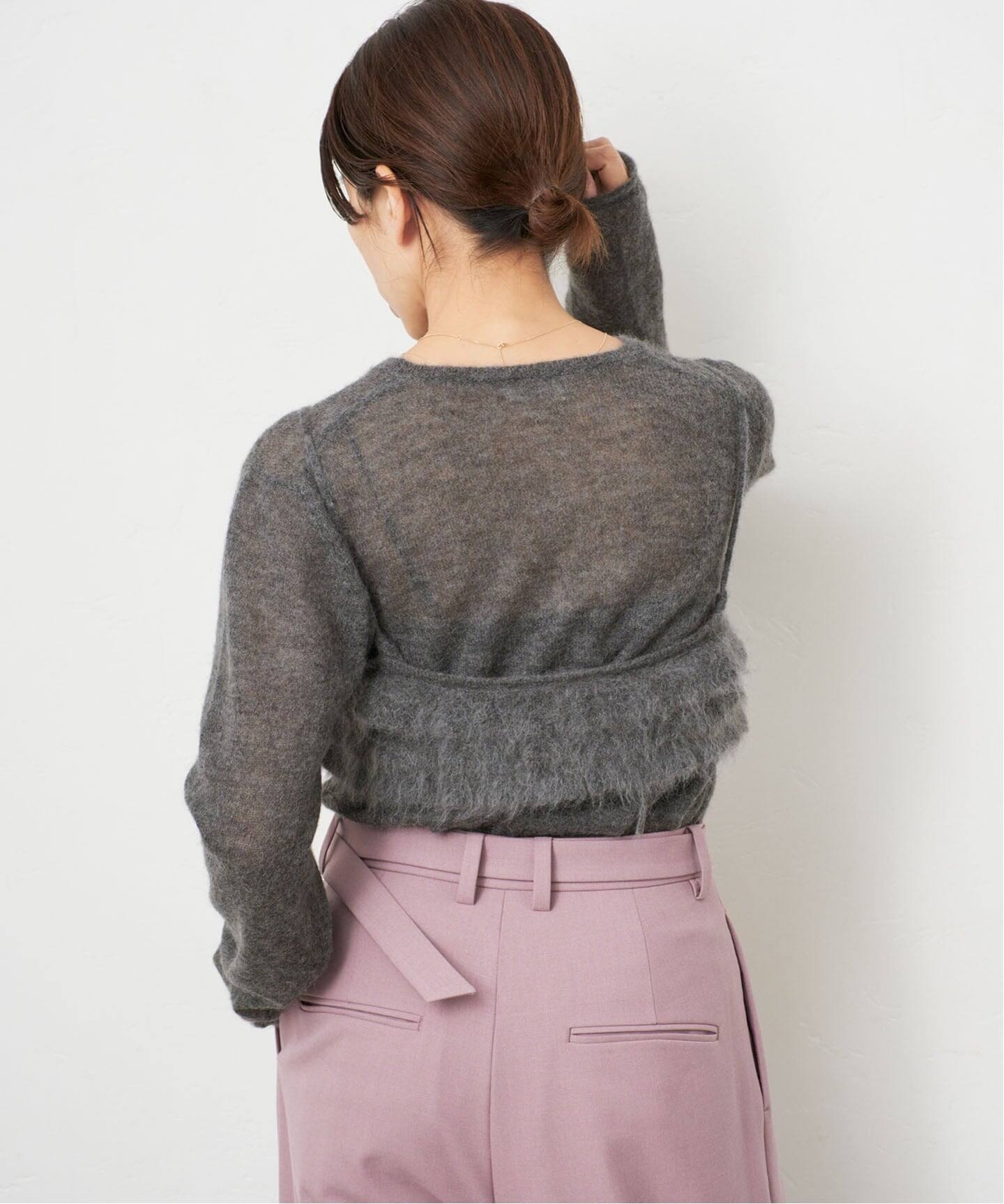 2024AW✨イエナ モヘヤミックスシャギーショートコート ブラック　36 予約》モヘヤ混シアーブラ（ニット／セーター）｜IENA（イエナ）の通販