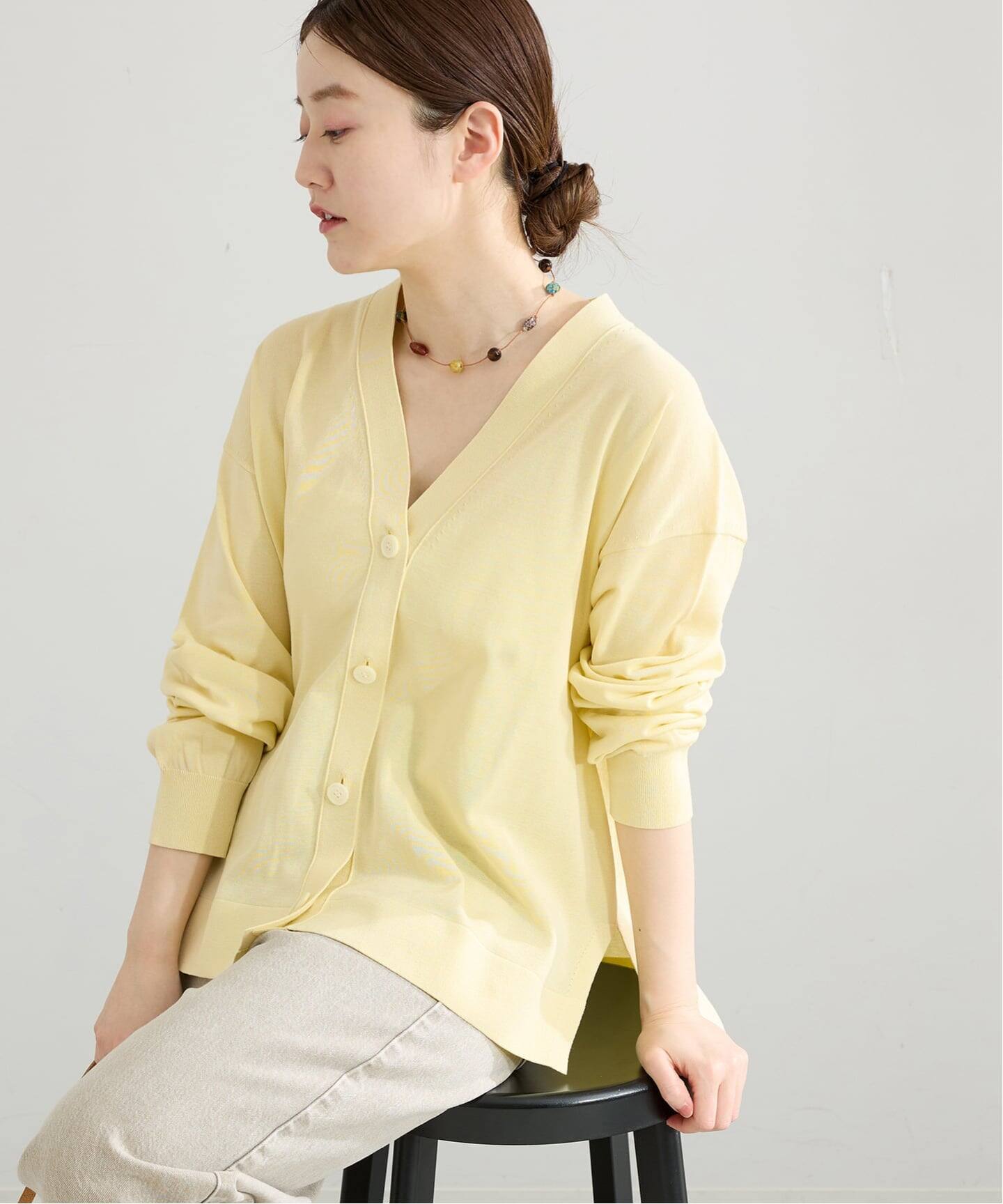 予約》アセテートシルクVネックカーディガン（カーディガン）｜IENA