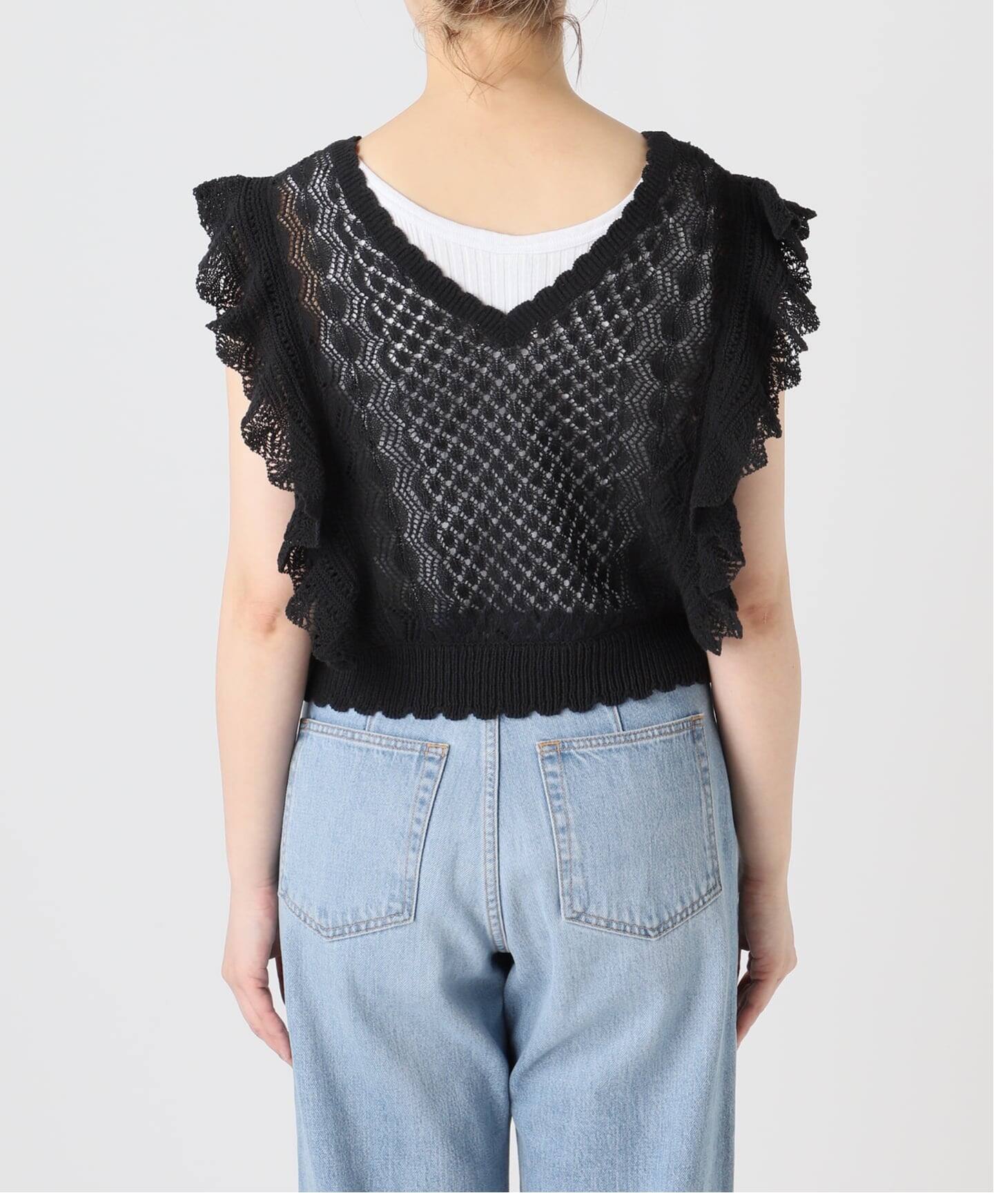 一部店舗限定》クロシェニット Vネックレイヤードベスト（ベスト