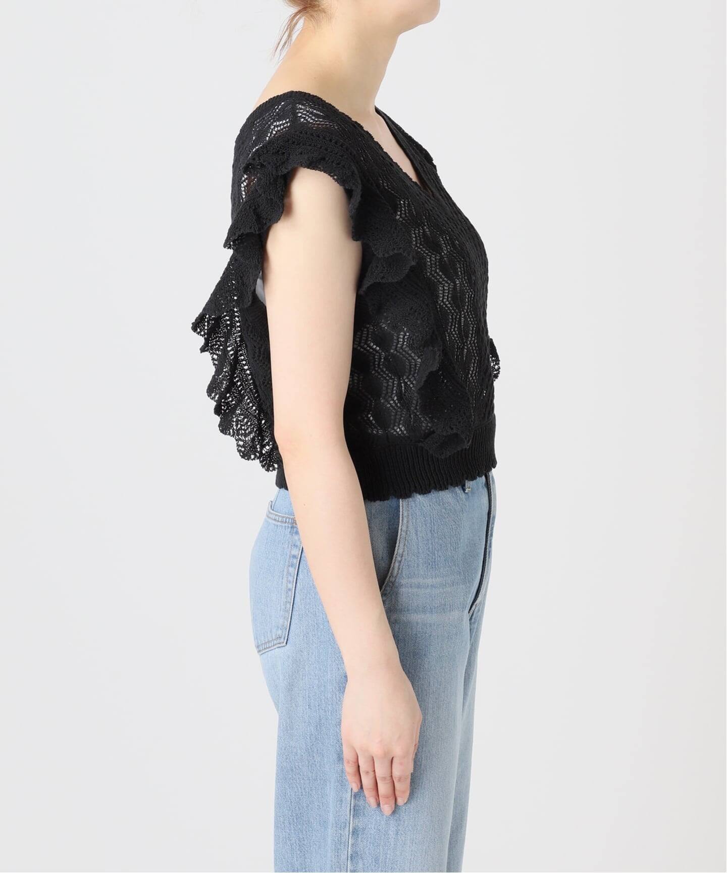 一部店舗限定》クロシェニット Vネックレイヤードベスト（ベスト