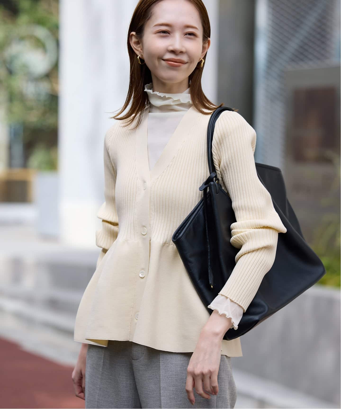 WEB限定/追加》Vネックペプラムカーディガン（カーディガン）｜SLOBE