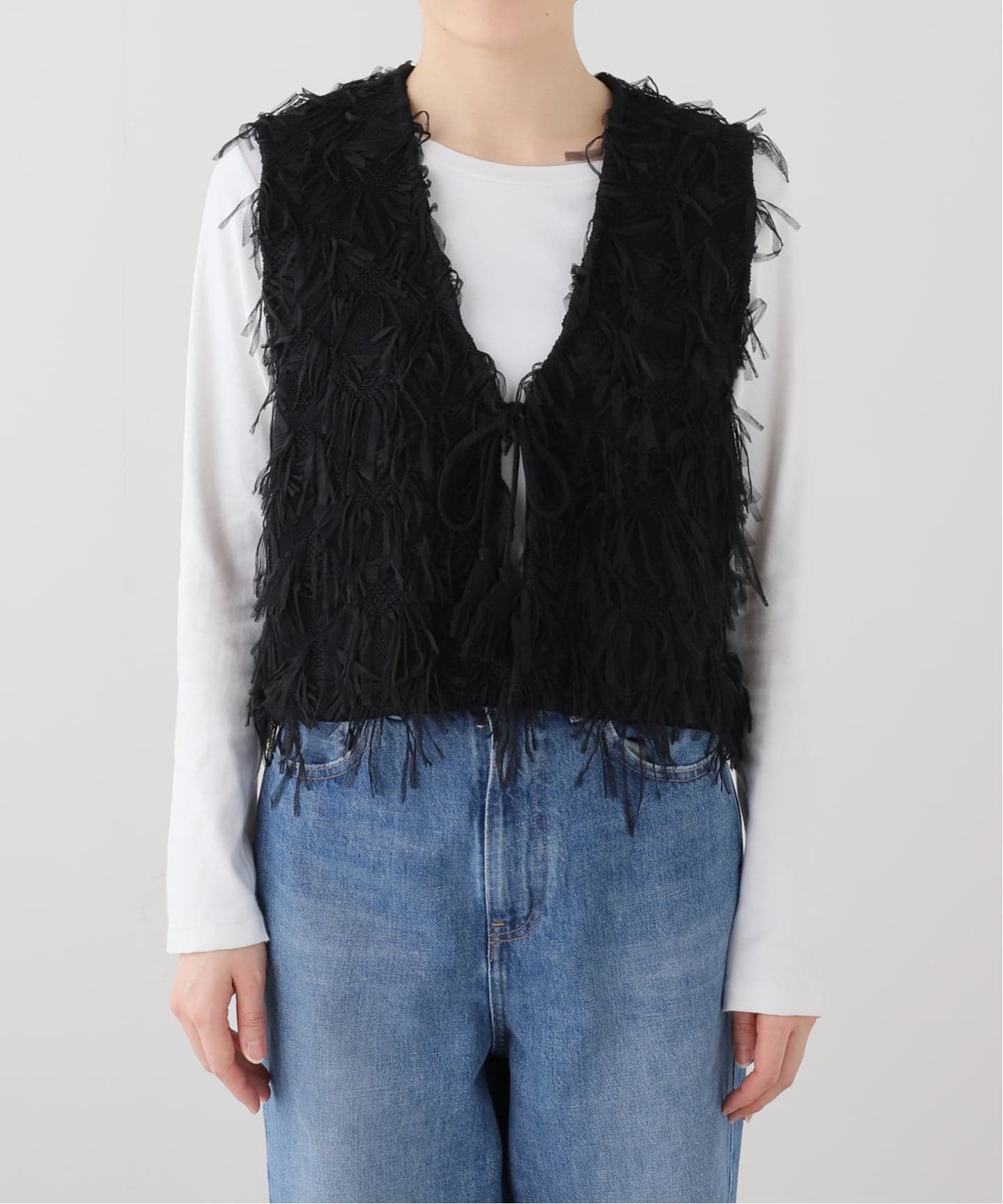 SLOBE IENA  フリンジ白ベスト　FREE size SLOBE IENA - SLOBE IENA フリンジ白ベスト FREE sizeの通販 by きなこ