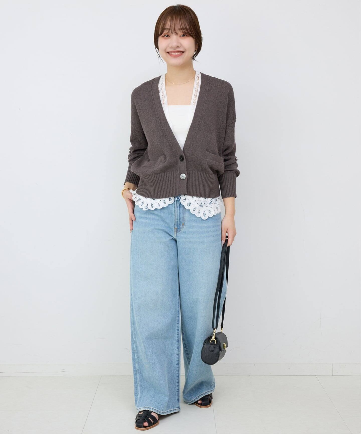 SLOBE IENA テープヤーンニットカーディガン SLOBE IENA - SLOBE IENAテープヤーン柄編みカーディガン◇の通販 by