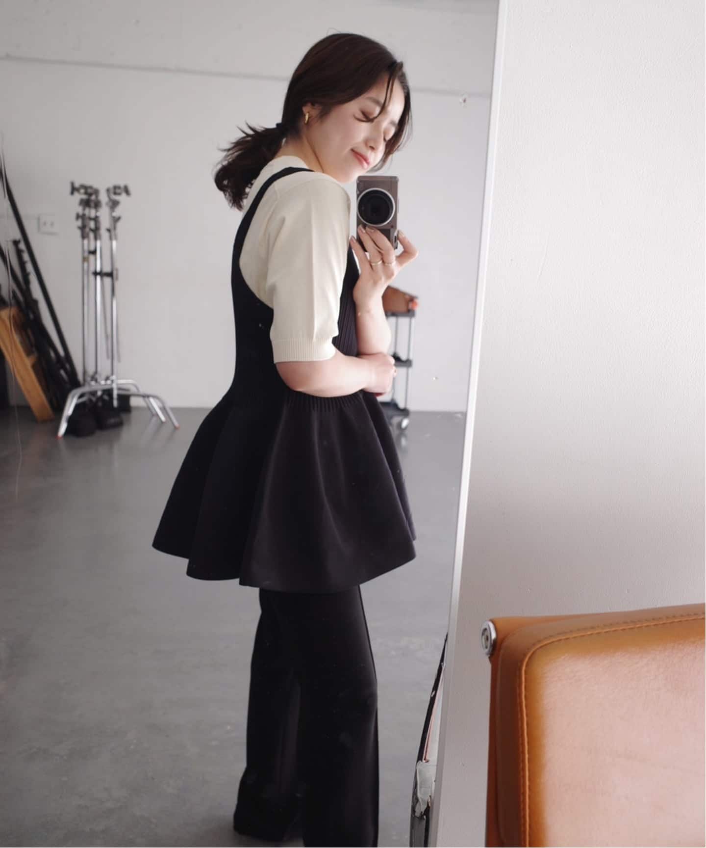 スローブイエナ　ペプラムビスチェ　黒　ブラック スローブ イエナ SLOBE IENA 《WEB限定/追加予約》ペプラムビスチェ