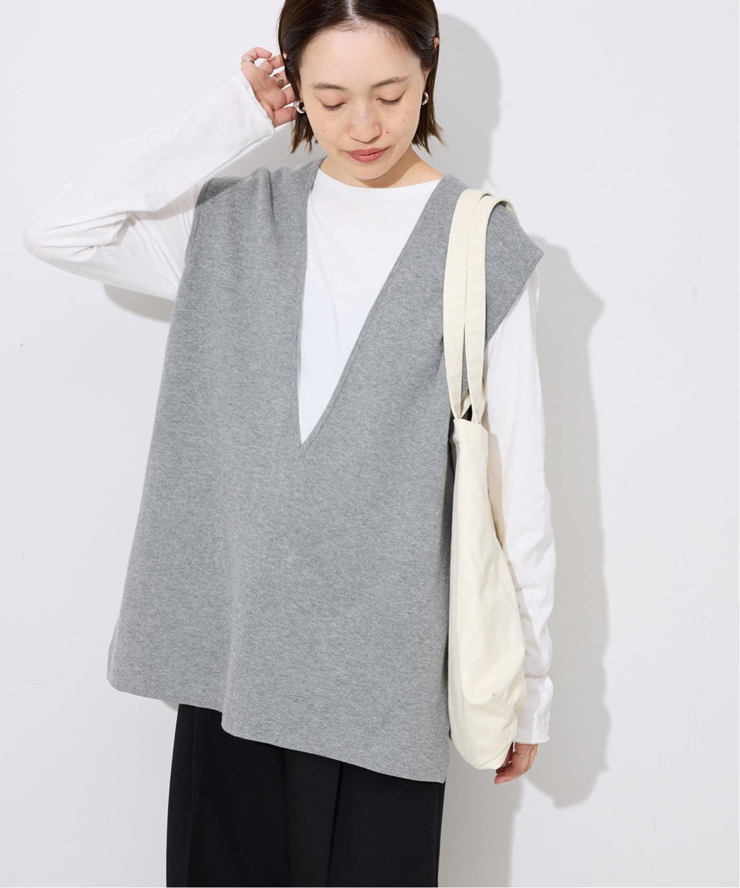 予約》ダブルフェイスコットンニットベスト（ベスト）｜SLOBE IENA