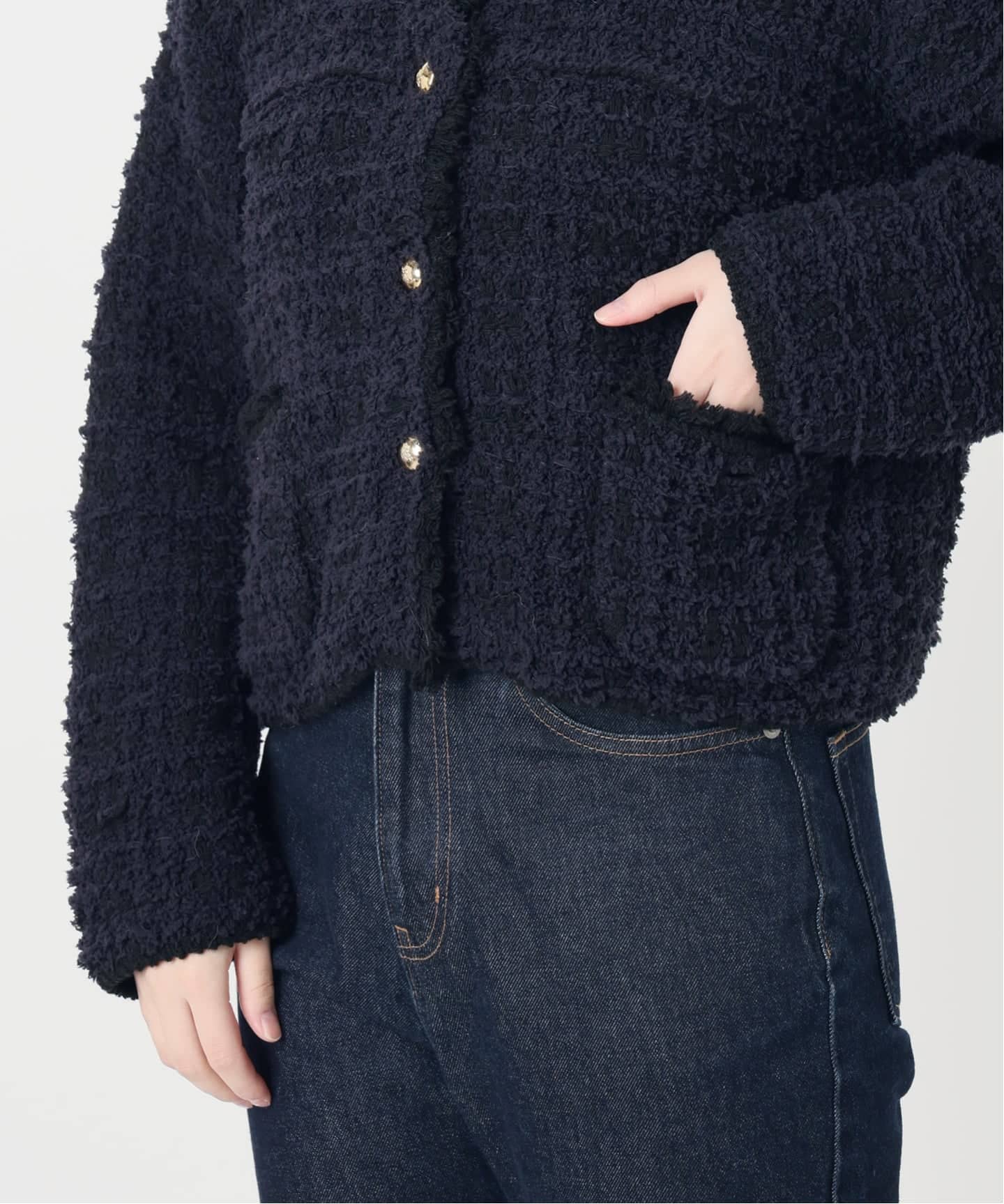 美品♡SLOBE IENA コットン混ツィードニットジャケット　ふんわり素材 追加予約》ツイードニットジャケット（カーディガン）｜SLOBE IENA