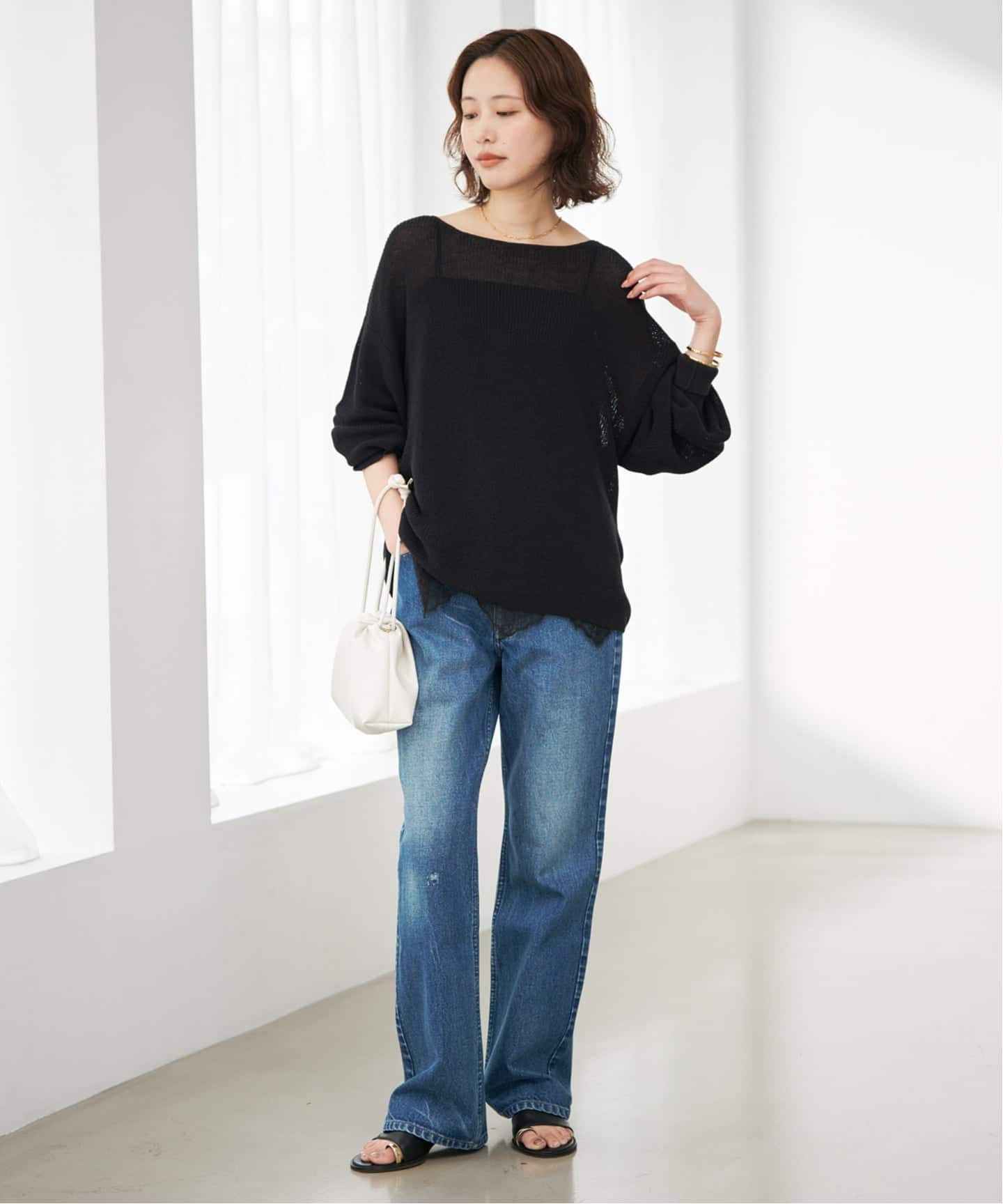 追加予約》リネン混畦ニット（ニット／セーター）｜SLOBE IENA