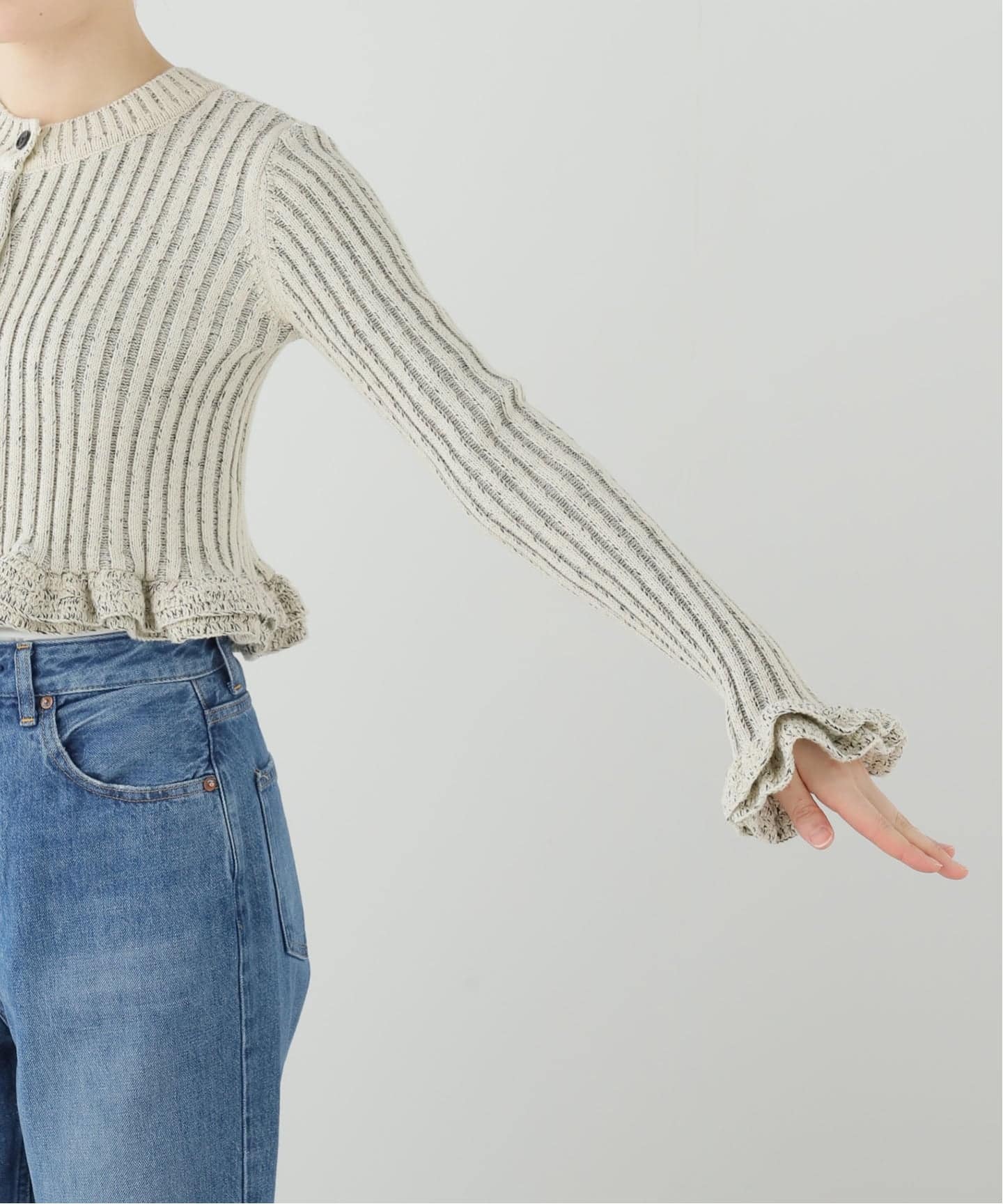 CLANE/クラネ W FACE SHORT FRILLED KNIT TOPS 10106-2053