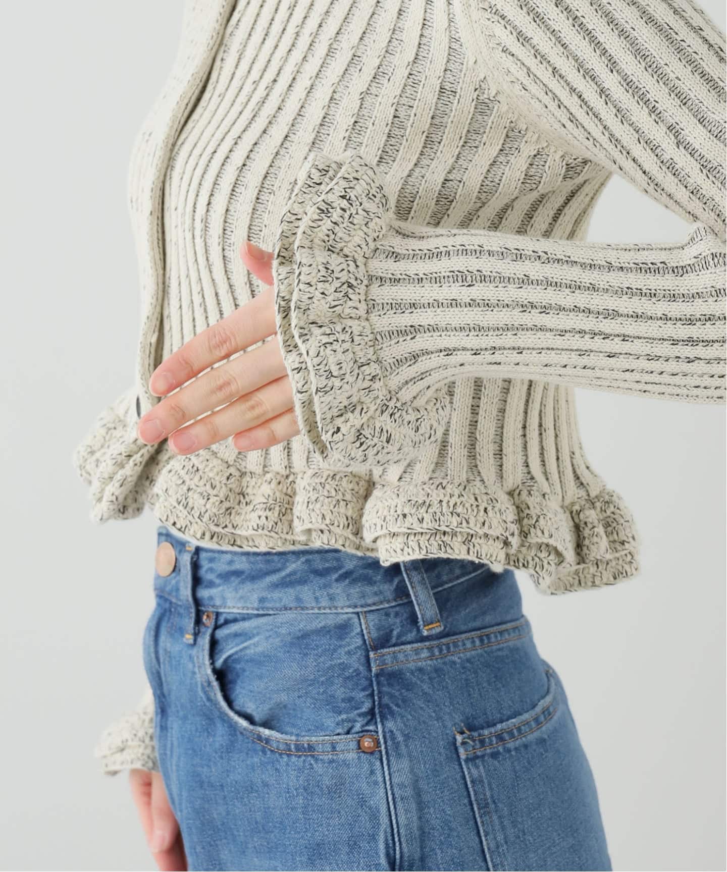 CLANE/クラネ W FACE SHORT FRILLED KNIT TOPS 10106-2053