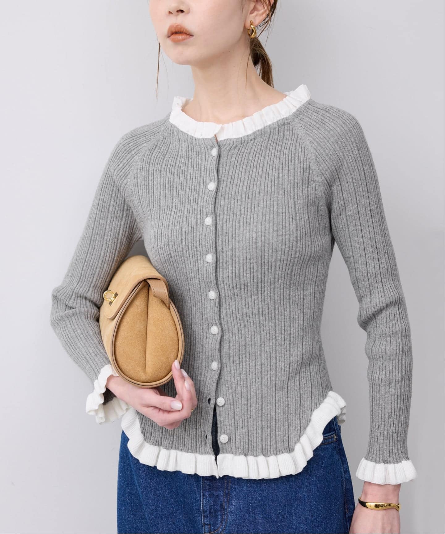 追加2》tyn.TGOR/トゴール フリルカーディガン J0102（カーディガン