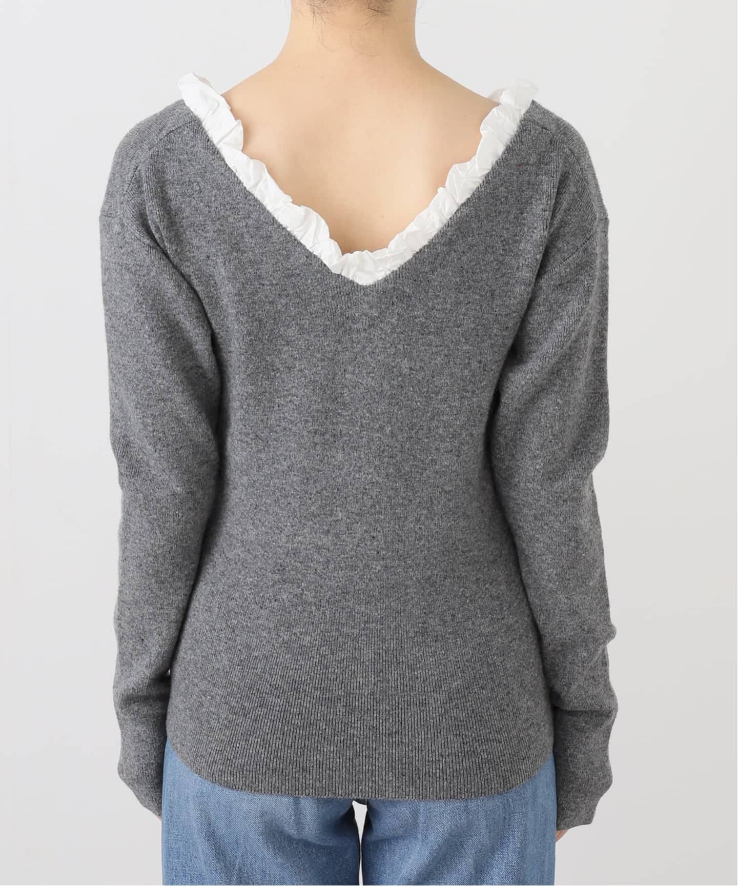 追加予約》CLANE/クラネ 2WAY FRILL V NECK KNIT TOPS 11106-2113