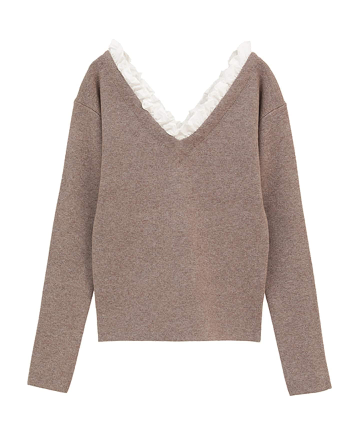 追加予約》CLANE/クラネ 2WAY FRILL V NECK KNIT TOPS 11106-2113