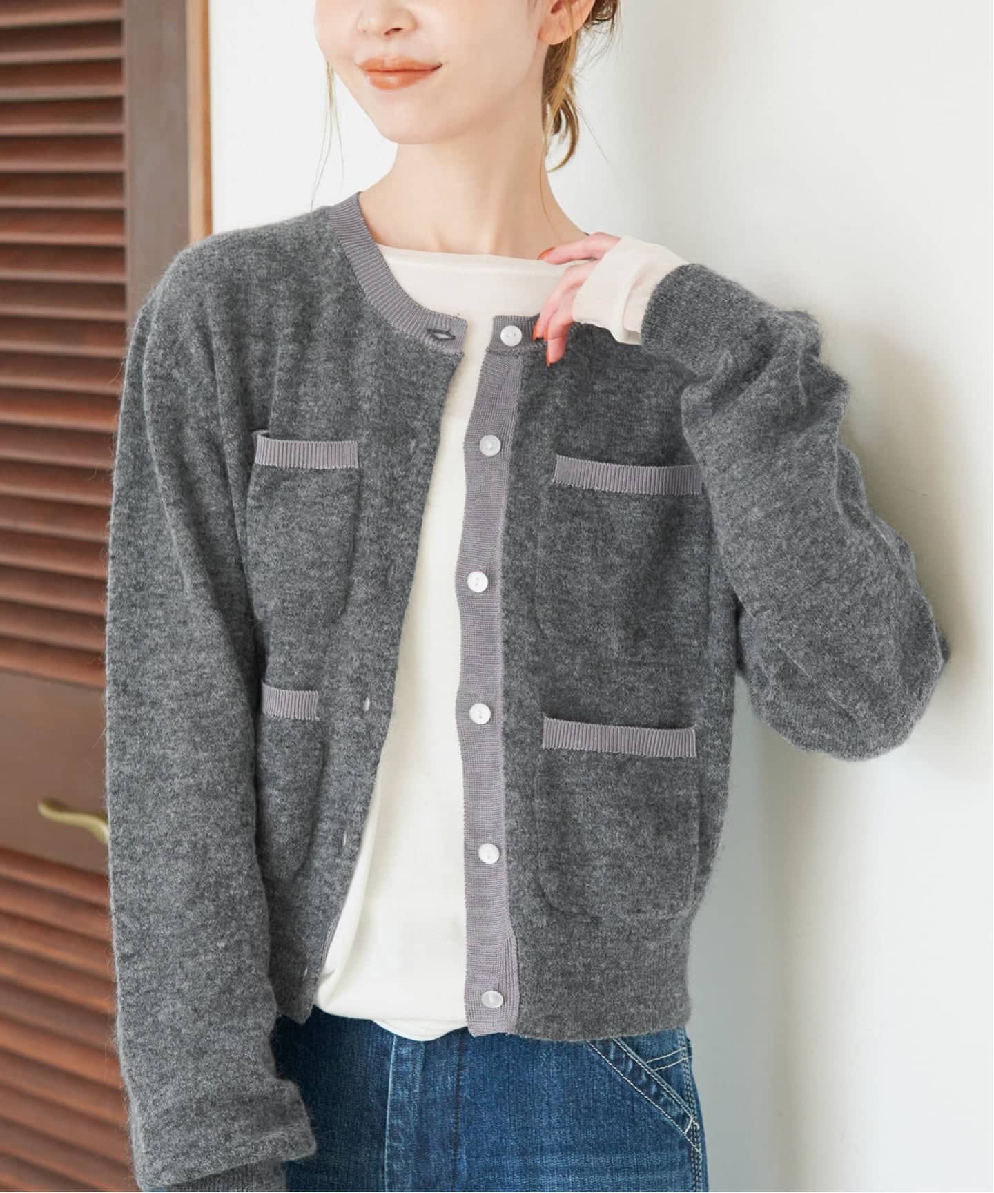 新品！スローブイエナ⭐︎ ハンドクロシェフラワーベスト　TGOR/トゴール 予約》tyn.TGOR/トゴール SLOBE別注 ポケットカーディガン