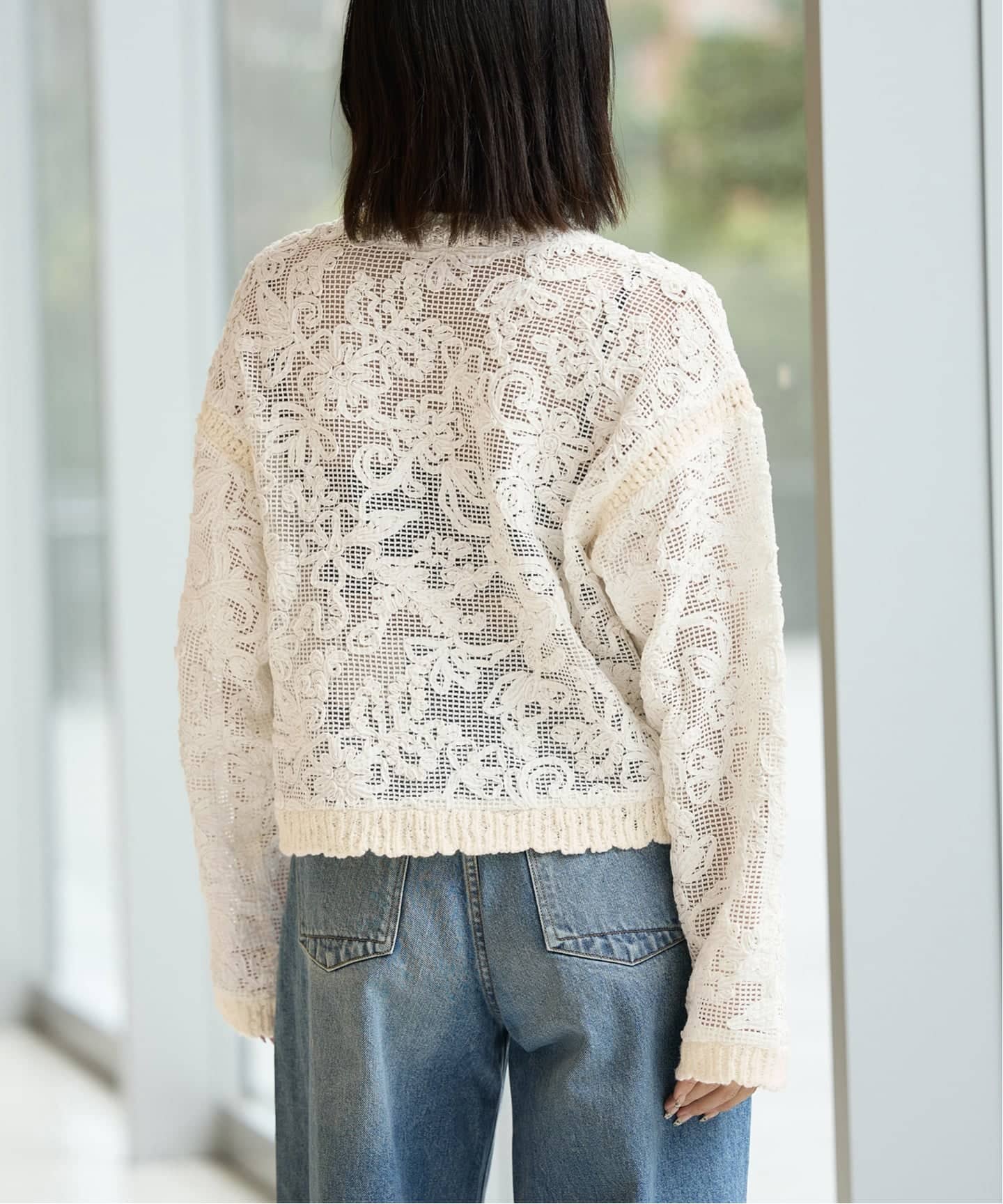 iena la boucle　Brocheレースカーディガン IENA LA BOUCLE レースコンビカーディガン（カーディガン）｜IENA