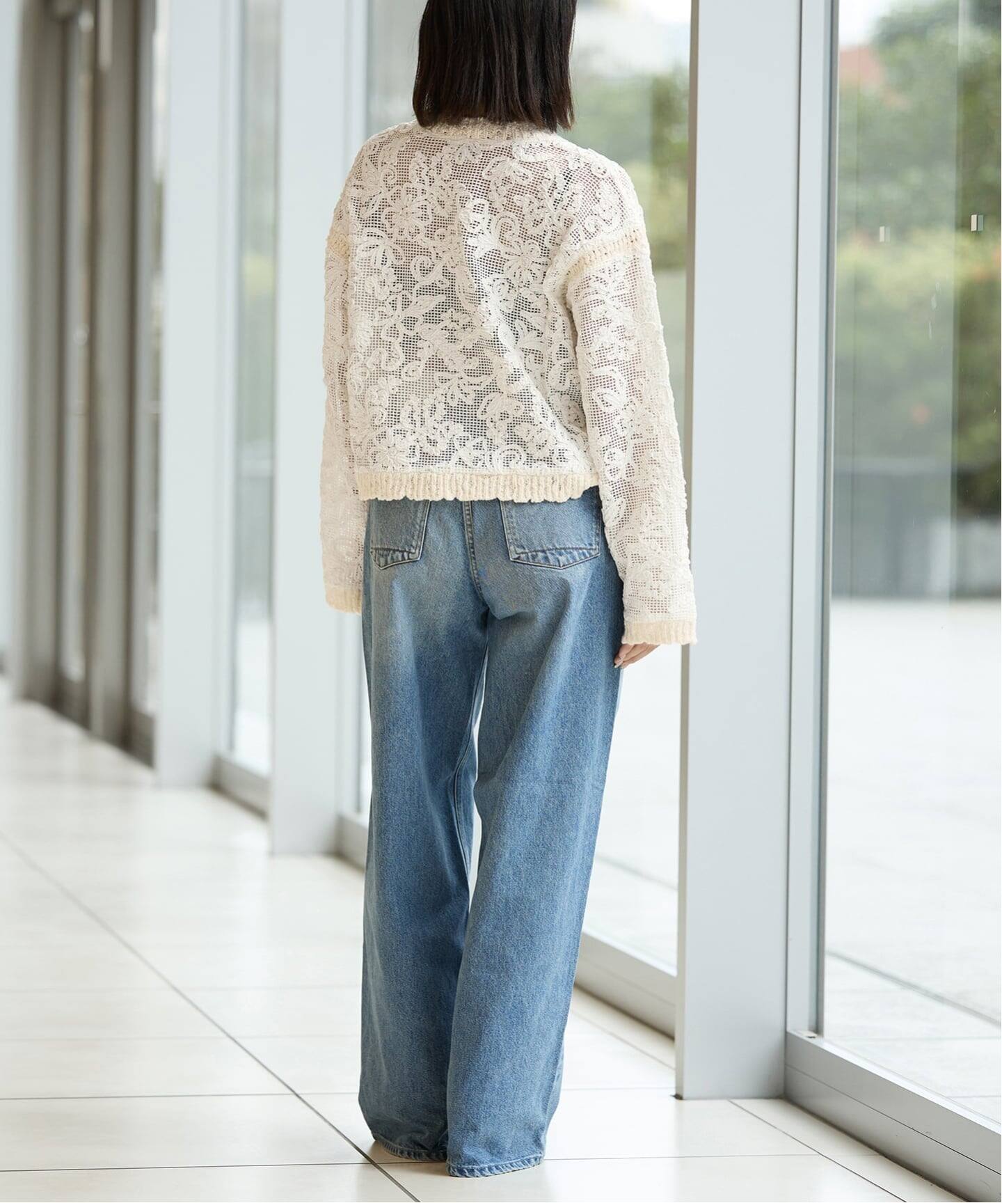 IENA LA BOUCLEアンゴラ混グラデーションパールビーズ刺繍カーディガン セール】アンゴラコンパールビーズシシュウカーディガン
