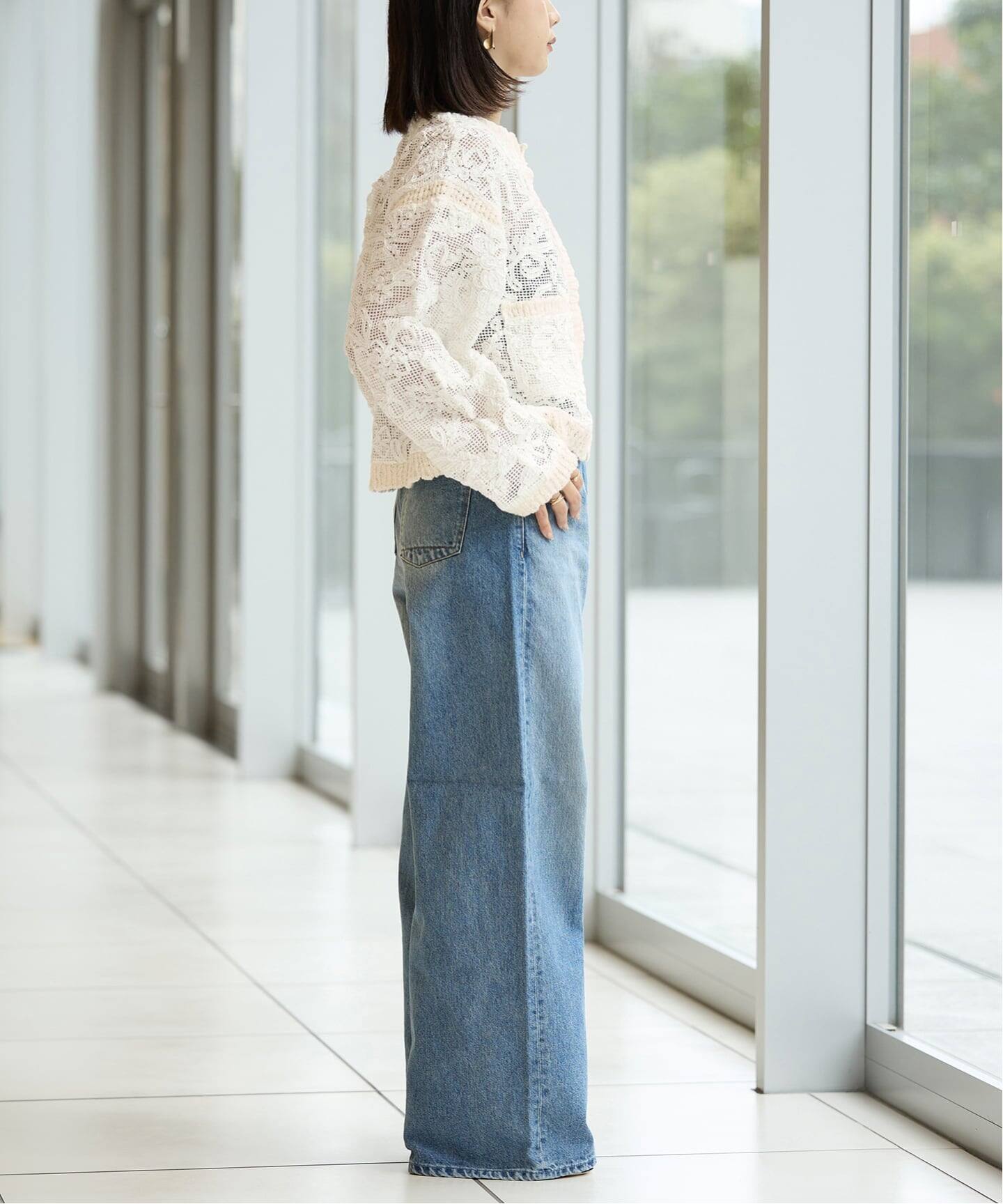 IENA LA BOUCLE レースコンビカーディガン（カーディガン）｜IENA