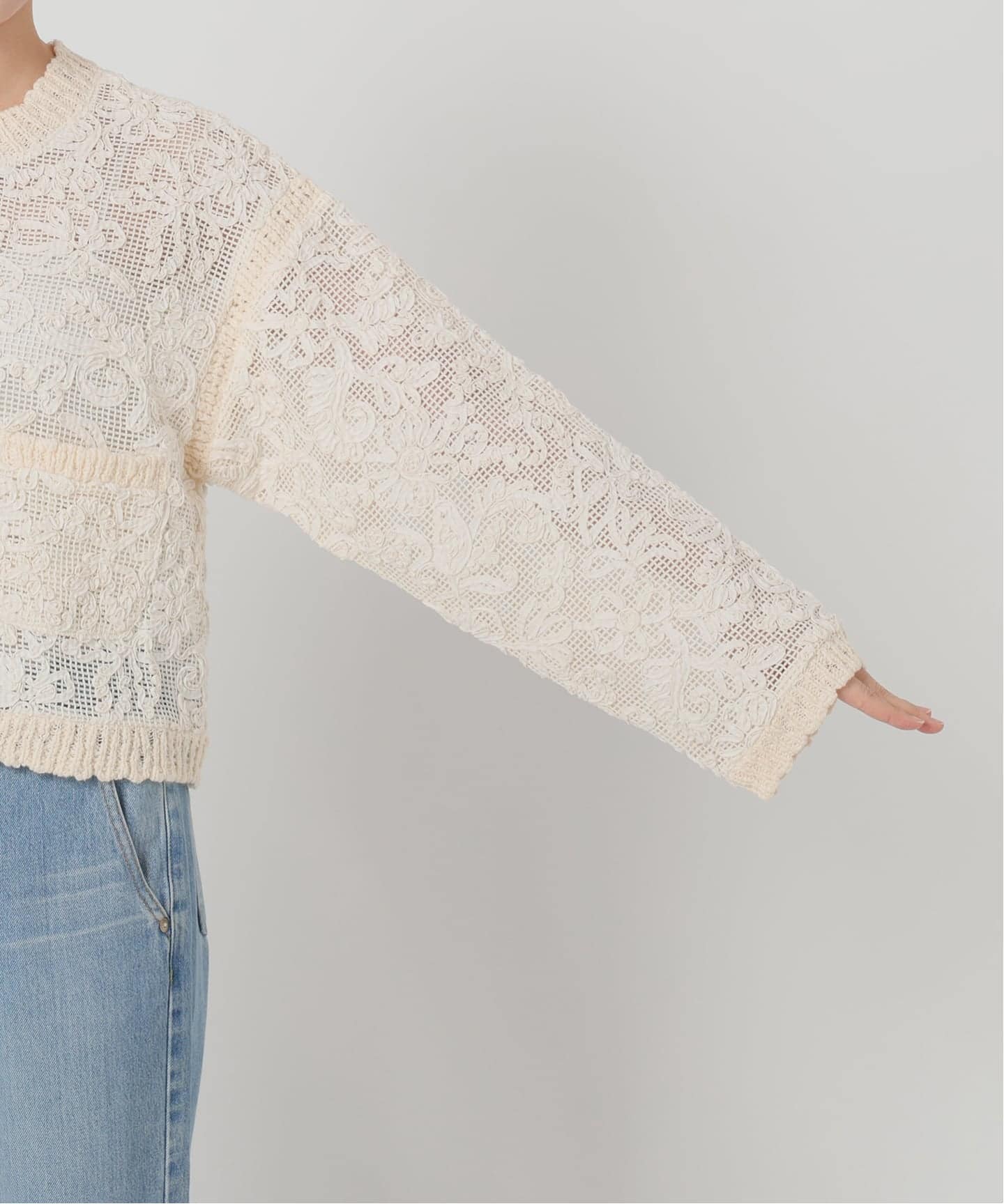 IENA LA BOUCLE レースコンビカーディガン（カーディガン）｜IENA