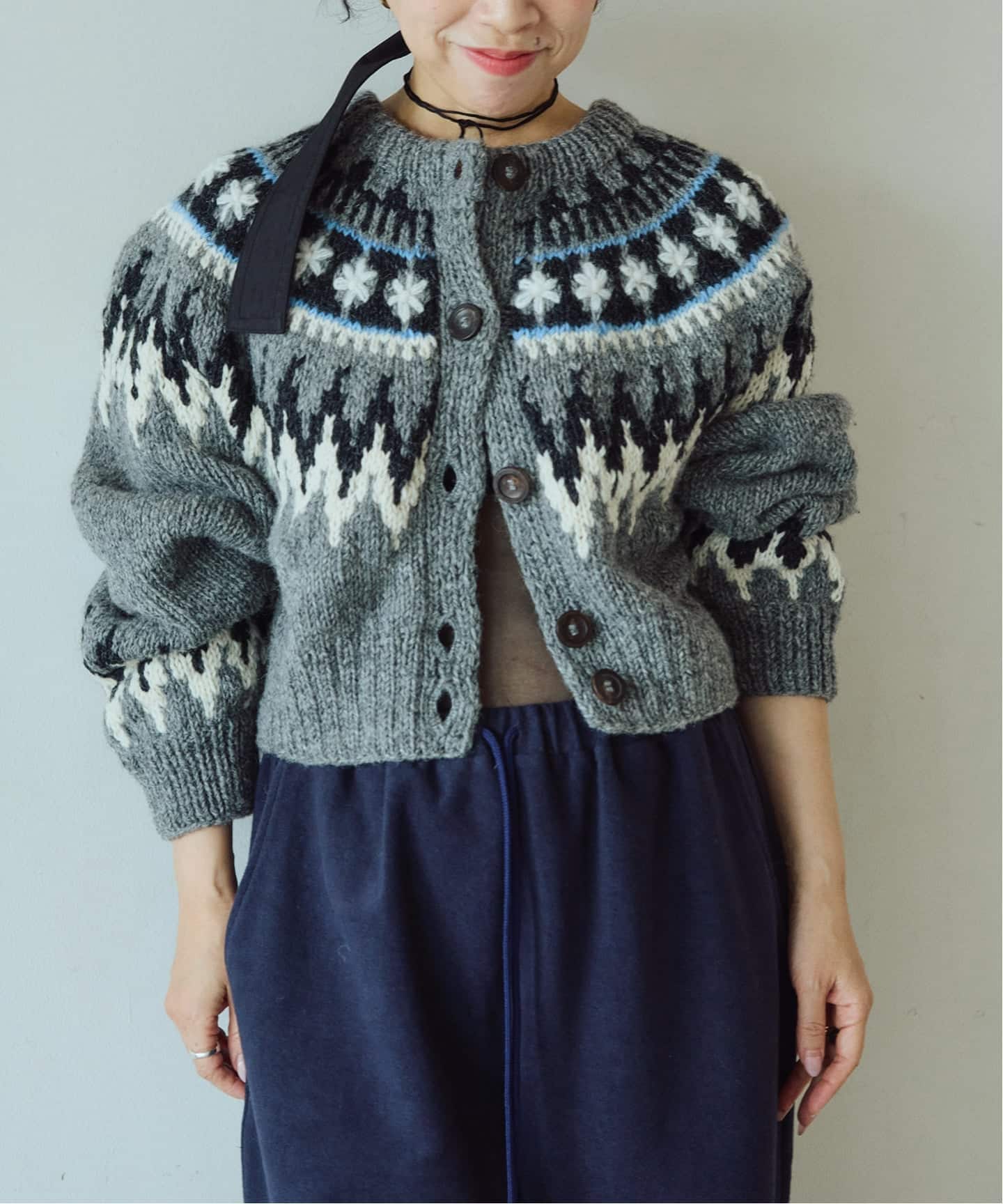  ニットカーデ 予約》IENA LA BOUCLE ノルディックハンドニットカーディガン（ニット