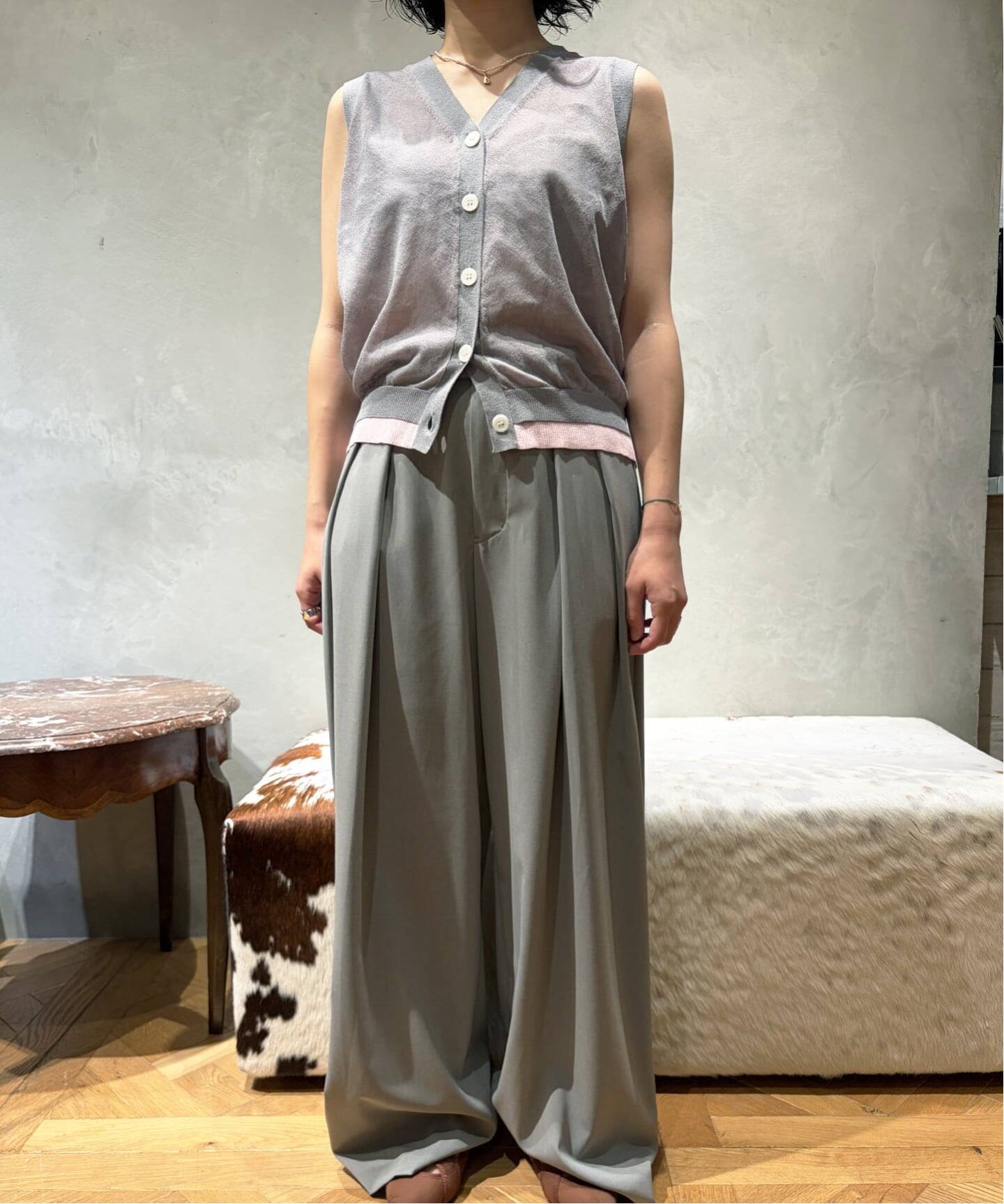 予約》《手洗い可》IENA LA BOUCLE シアーニットバイカラーベスト