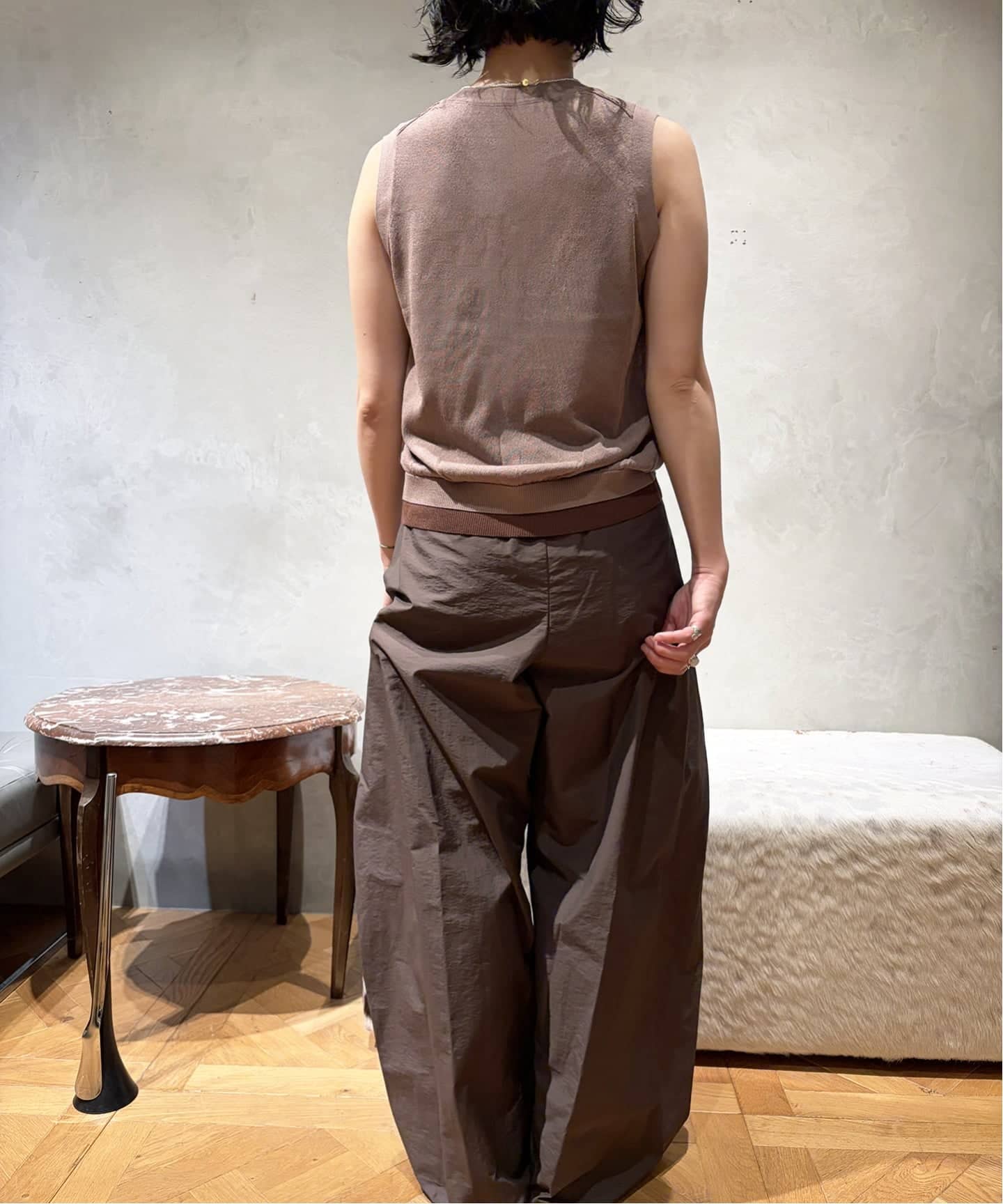 予約》《手洗い可》IENA LA BOUCLE シアーニットバイカラーベスト