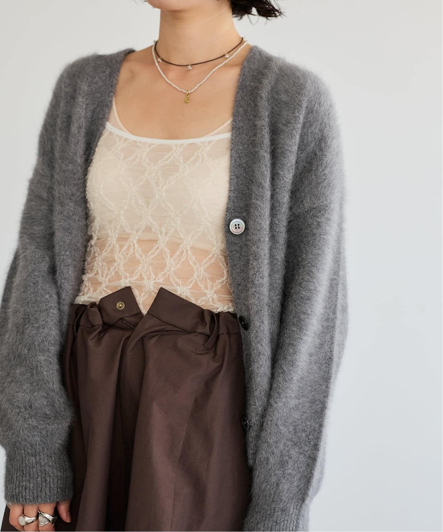 予約》IENA LA BOUCLE フォックス カシミヤ Vカーディガン（ニット